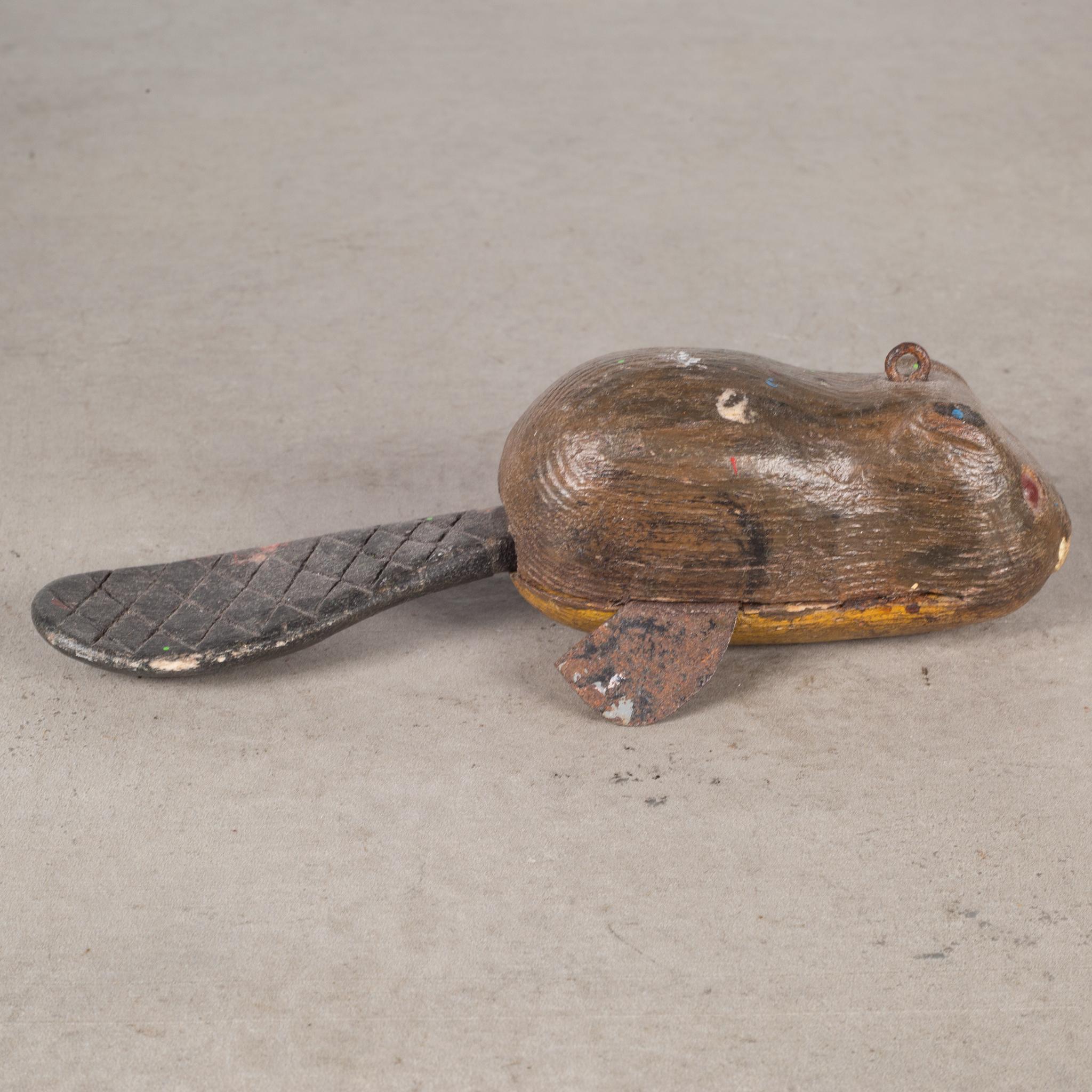 Industrial Mid-19th C. Wooden Beaver Ice Fishing Lure c.1850