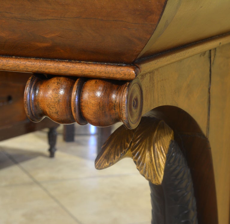 Mid-19th Century English Carved and Parcel Gilt Marble Top Dolphin Console Table 2