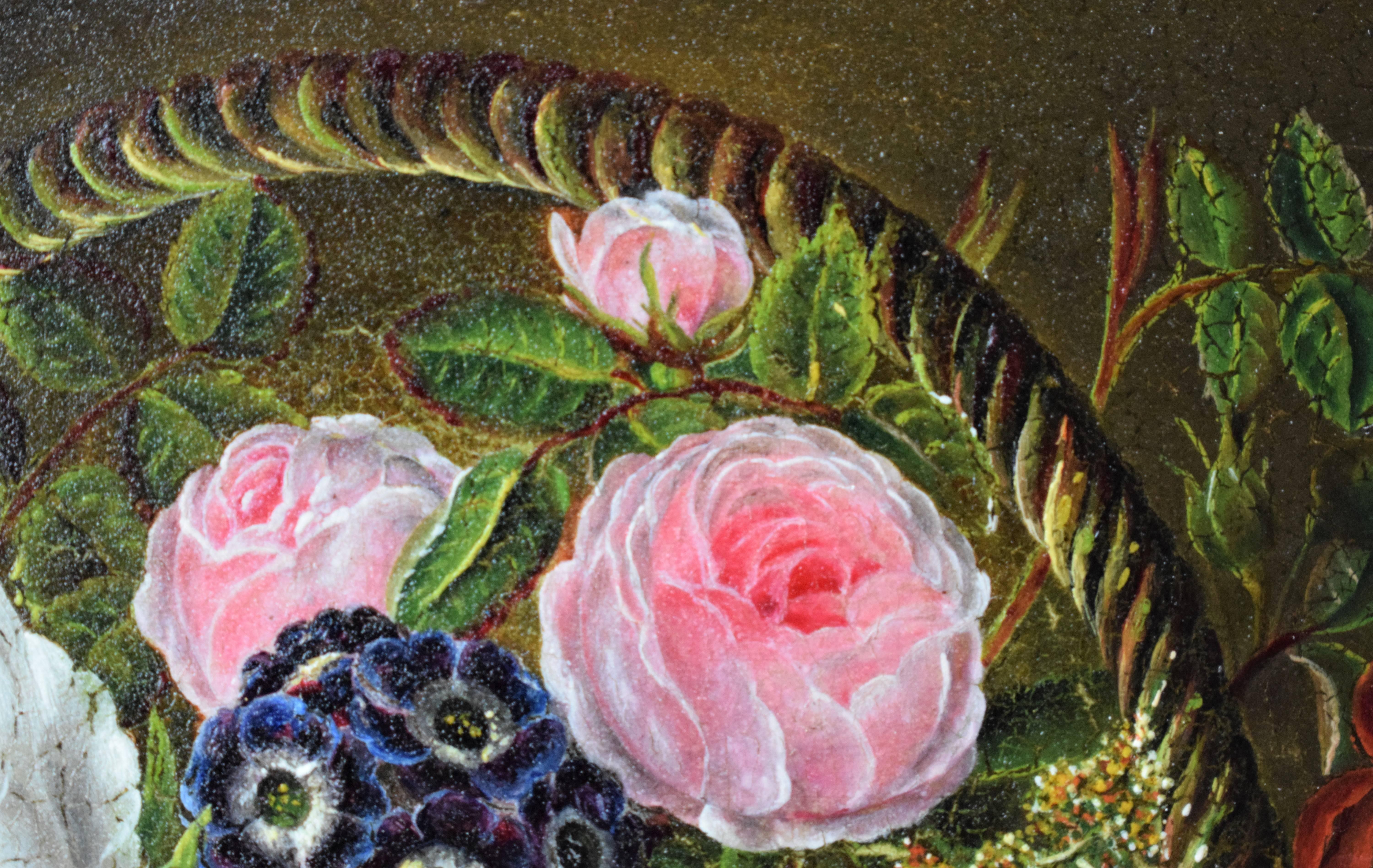 Mid-19th Century, Still-Life with Flowers, Oil Painting 1