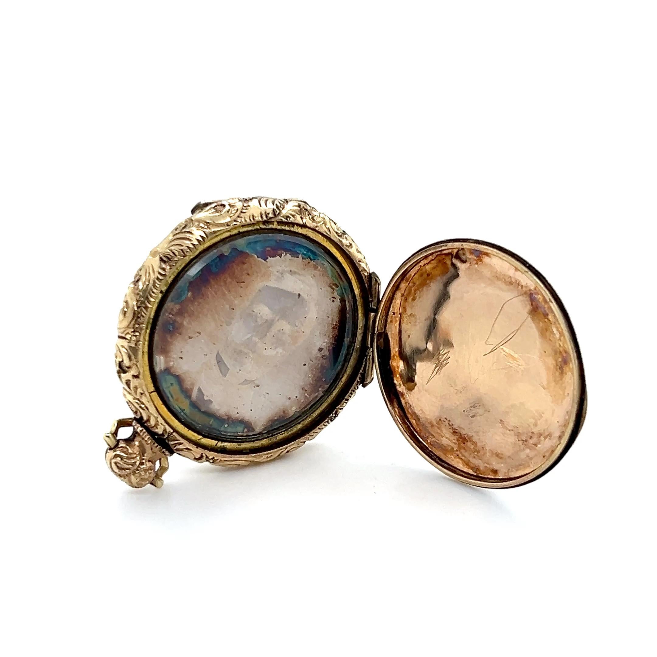 Mitte des 19. Jahrhunderts 10k Gelbgold Doppelseitige Medaille mit Daguerreotypie 1850s im Angebot 7