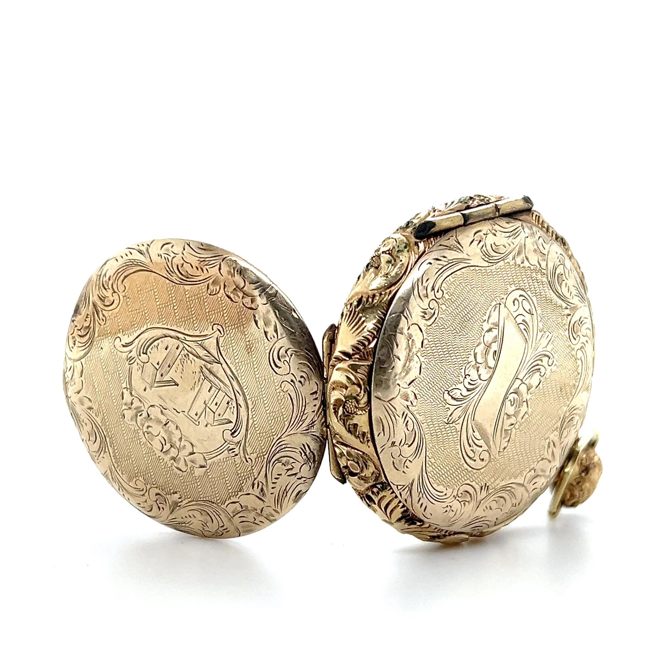 Mitte des 19. Jahrhunderts 10k Gelbgold Doppelseitige Medaille mit Daguerreotypie 1850s für Damen oder Herren im Angebot