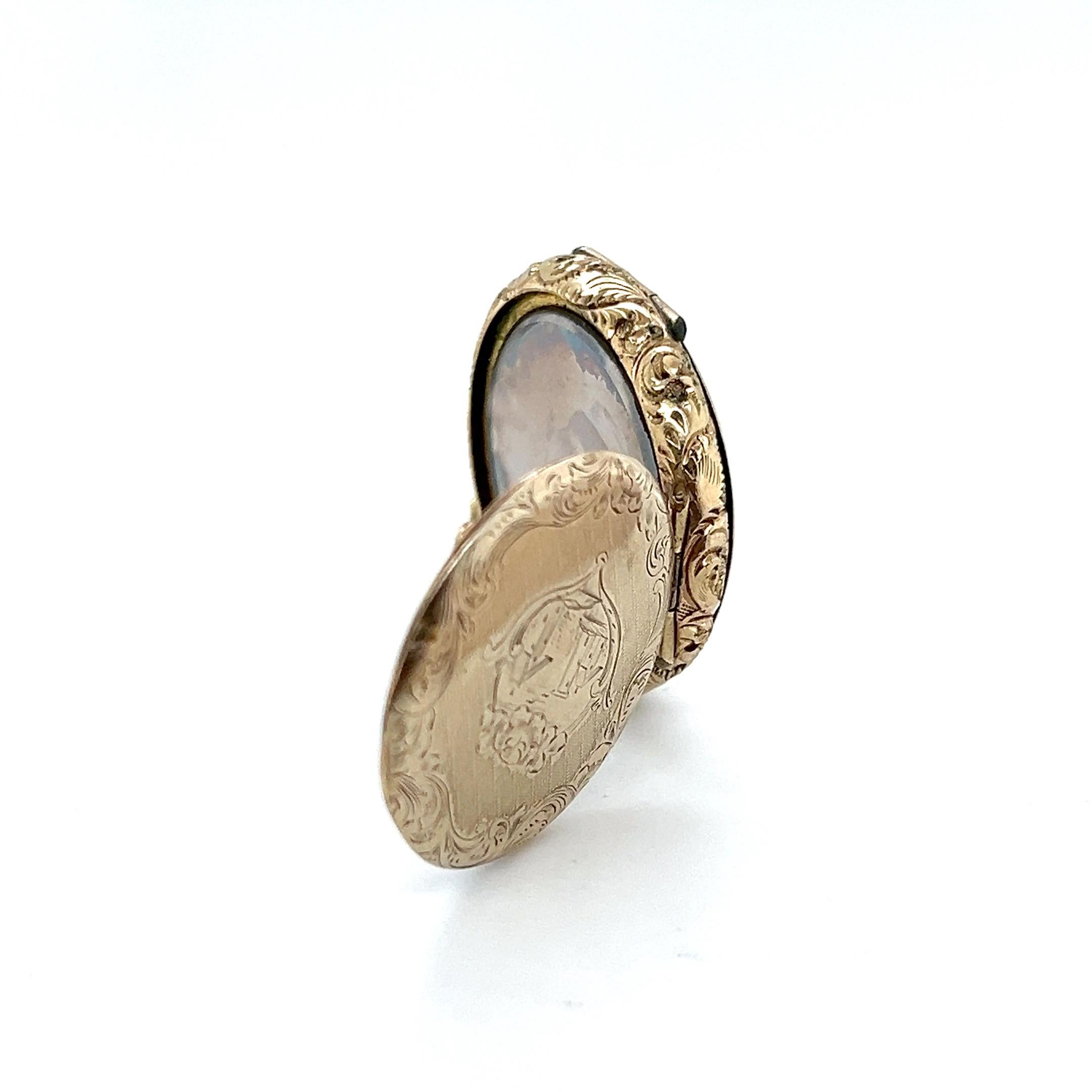 Mitte des 19. Jahrhunderts 10k Gelbgold Doppelseitige Medaille mit Daguerreotypie 1850s im Angebot 4