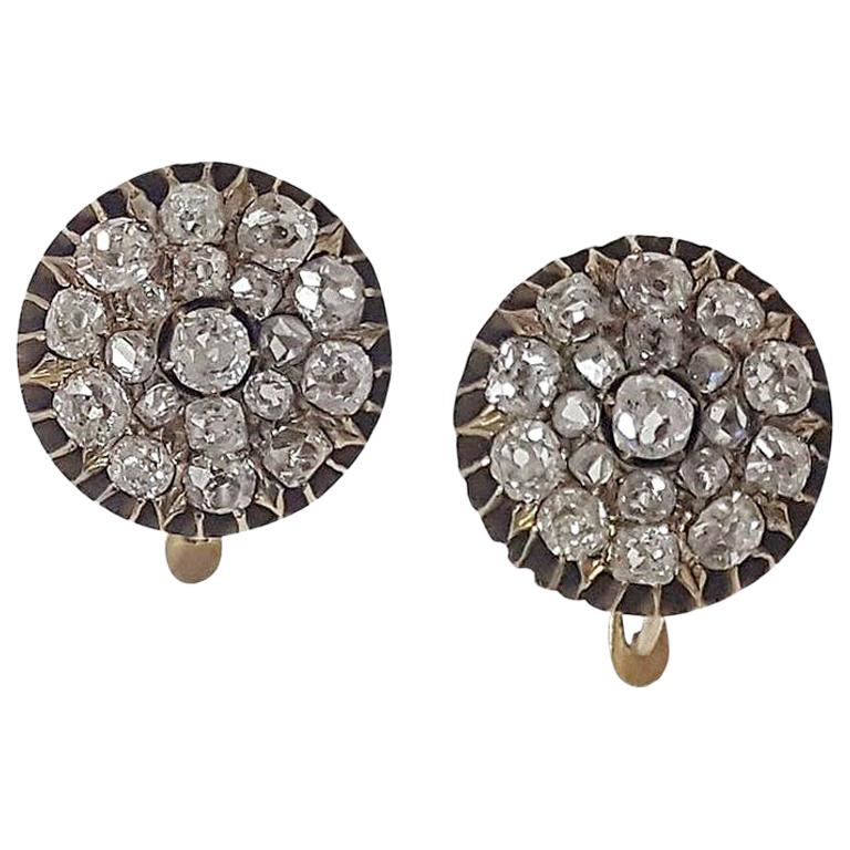 Diamond and Yellow Gold Antique Earrings
