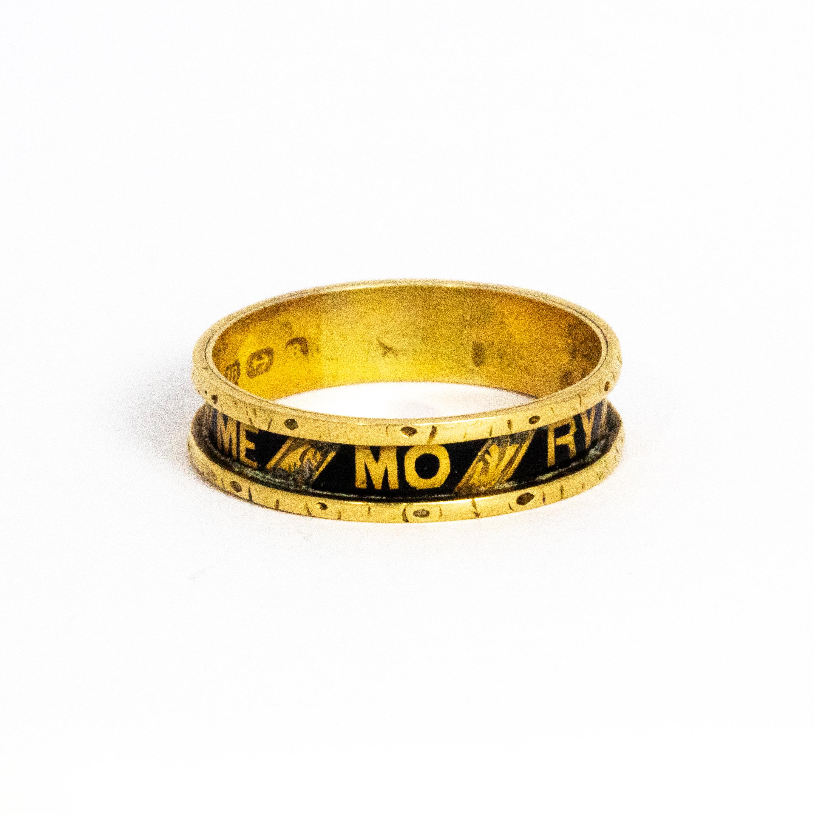 Memoryband aus 18 Karat Gold und Emaille aus der Mitte des 19. Jahrhunderts im Zustand „Gut“ im Angebot in Chipping Campden, GB
