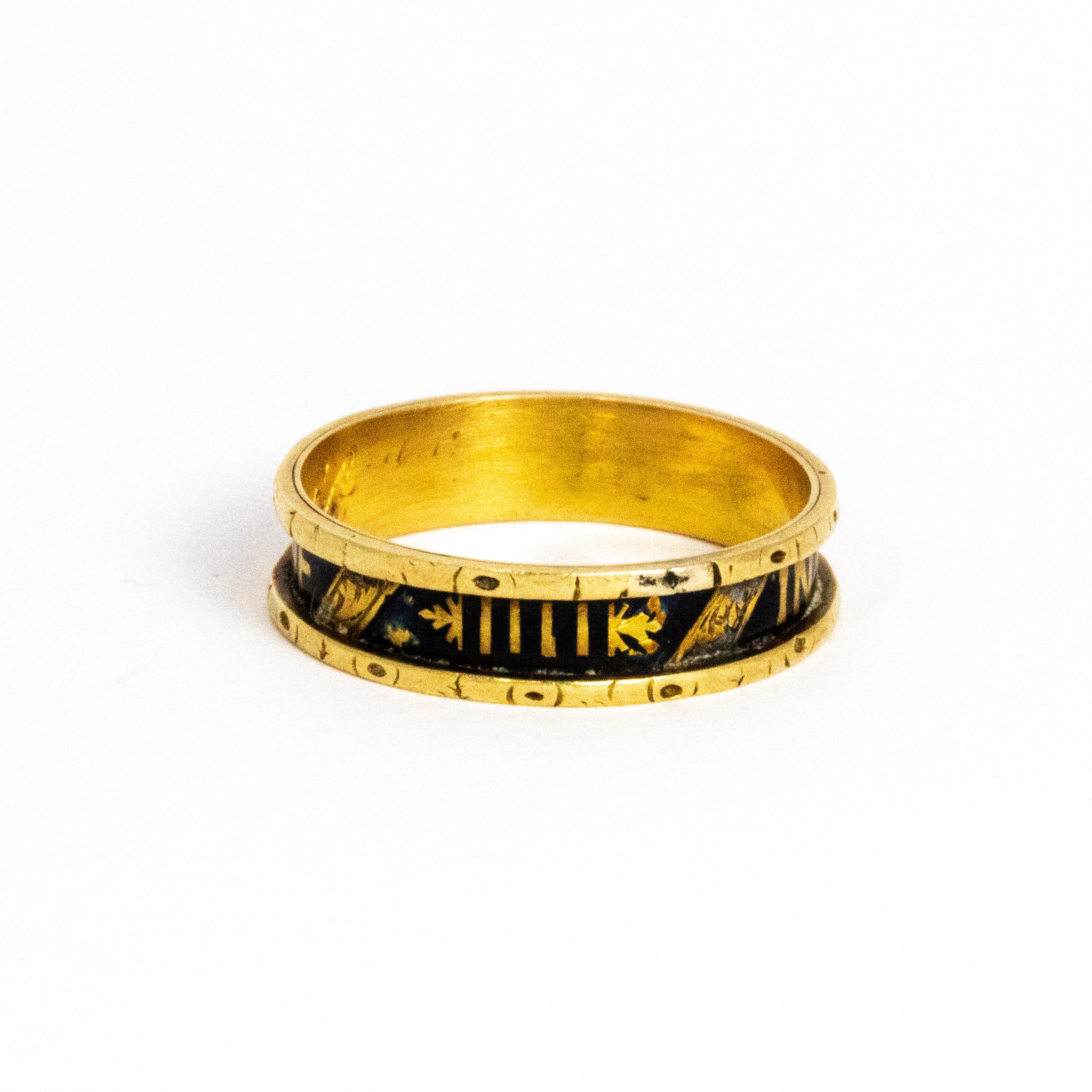 Mid-19th Century 18 Carat Gold and Enamel in Memory Band For Sale 1