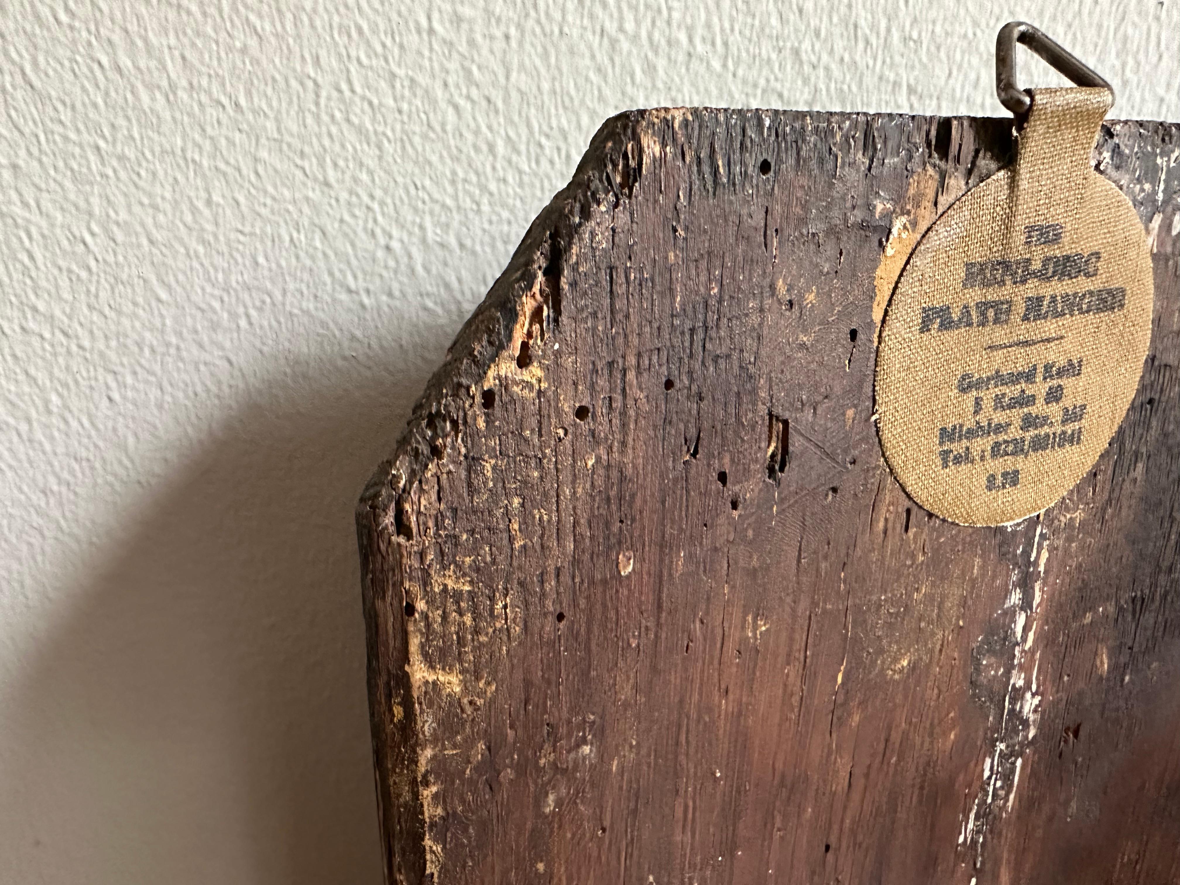 Painted Mid-19th Century Alpine Oil Painting on Wood – Madonna /Child with Flaming Heart For Sale