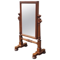Mid 19th Century American Empire Mahogany Cheval Mirror, Circa 1870s