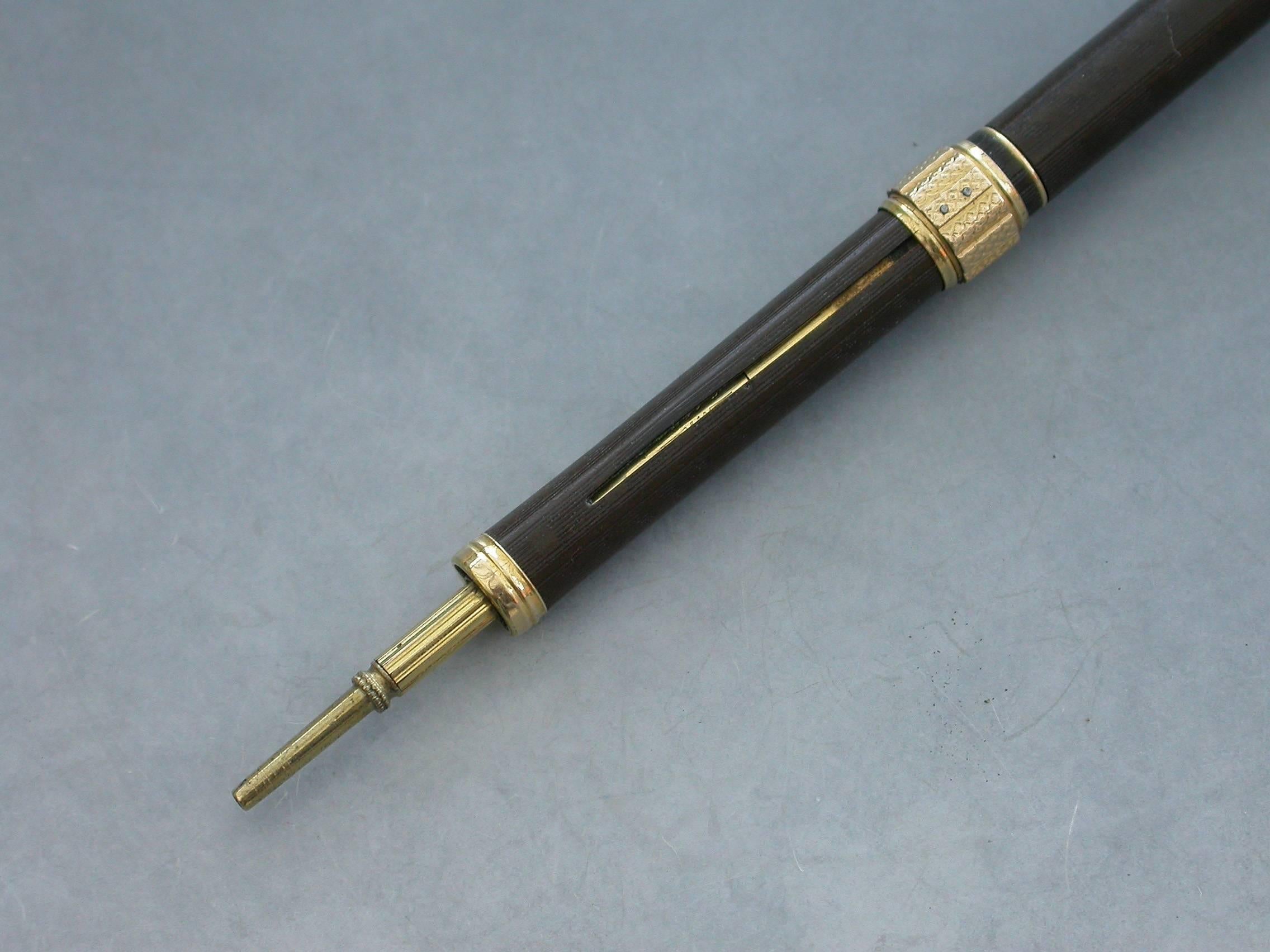 Mid-19th Century American Gold Mounted Combination Pen & Pencil Goodyears Patent For Sale 3