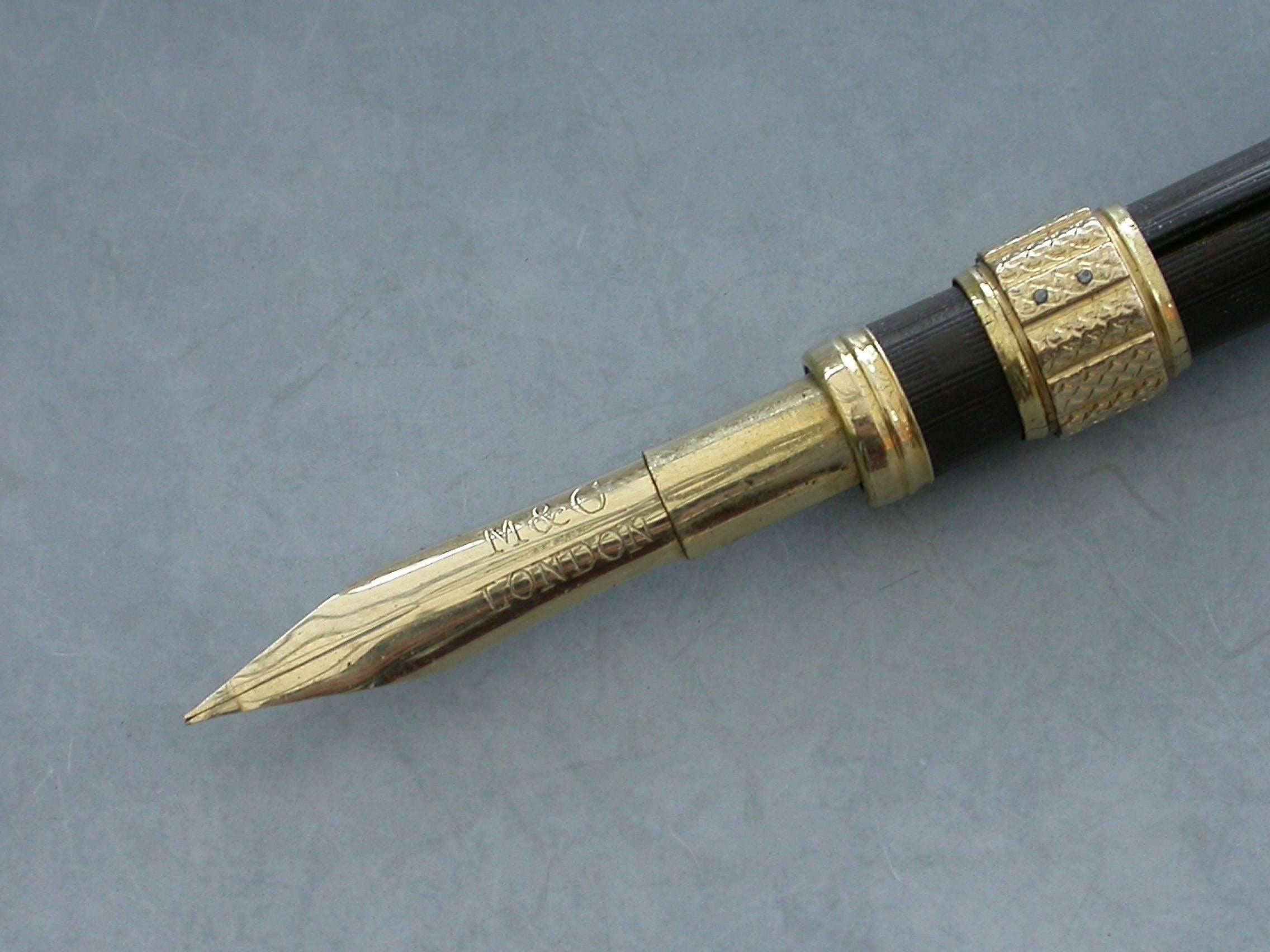 Late 19th Century Mid-19th Century American Gold Mounted Combination Pen & Pencil Goodyears Patent For Sale