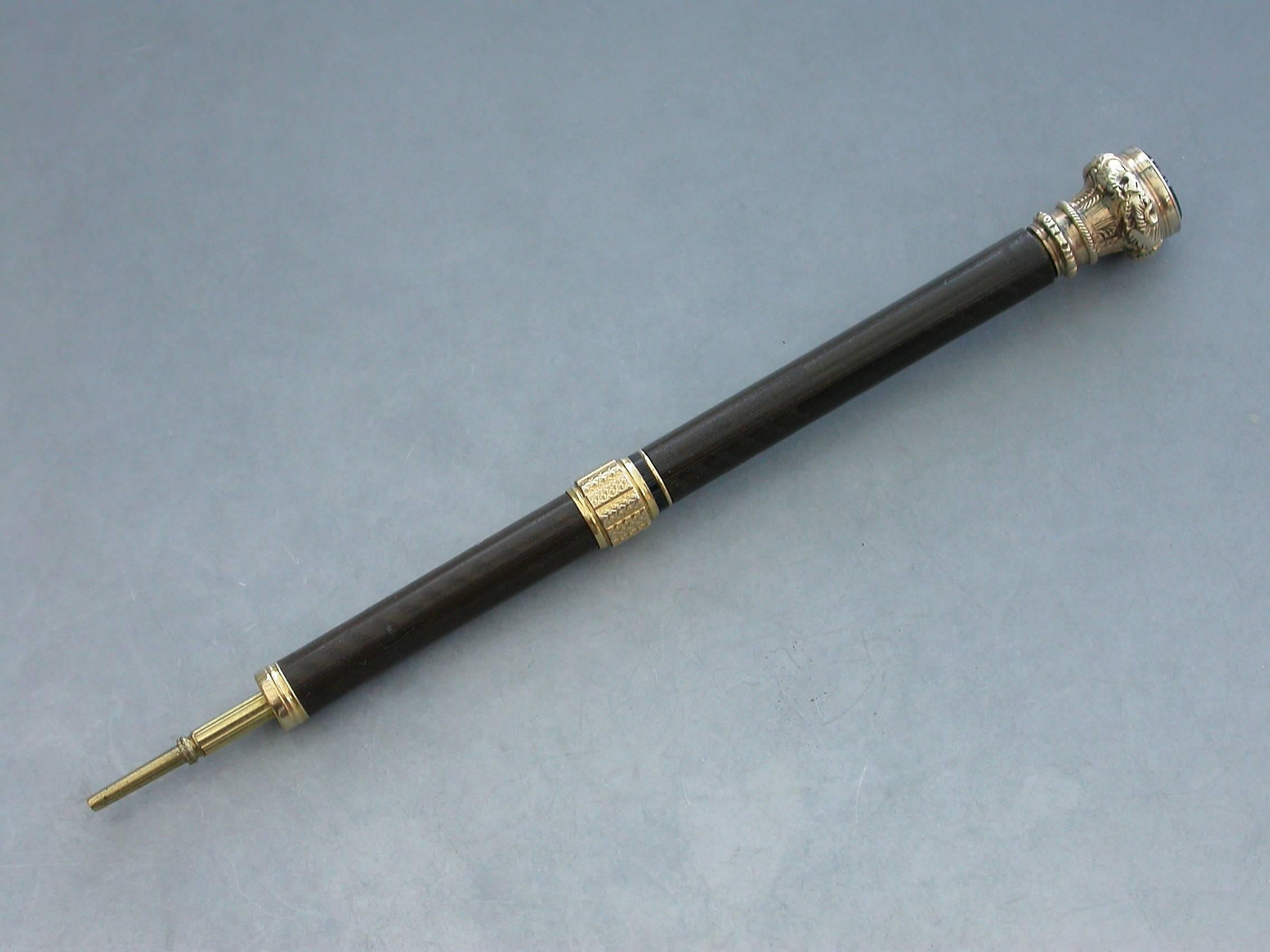 Mid-19th Century American Gold Mounted Combination Pen & Pencil Goodyears Patent For Sale 2