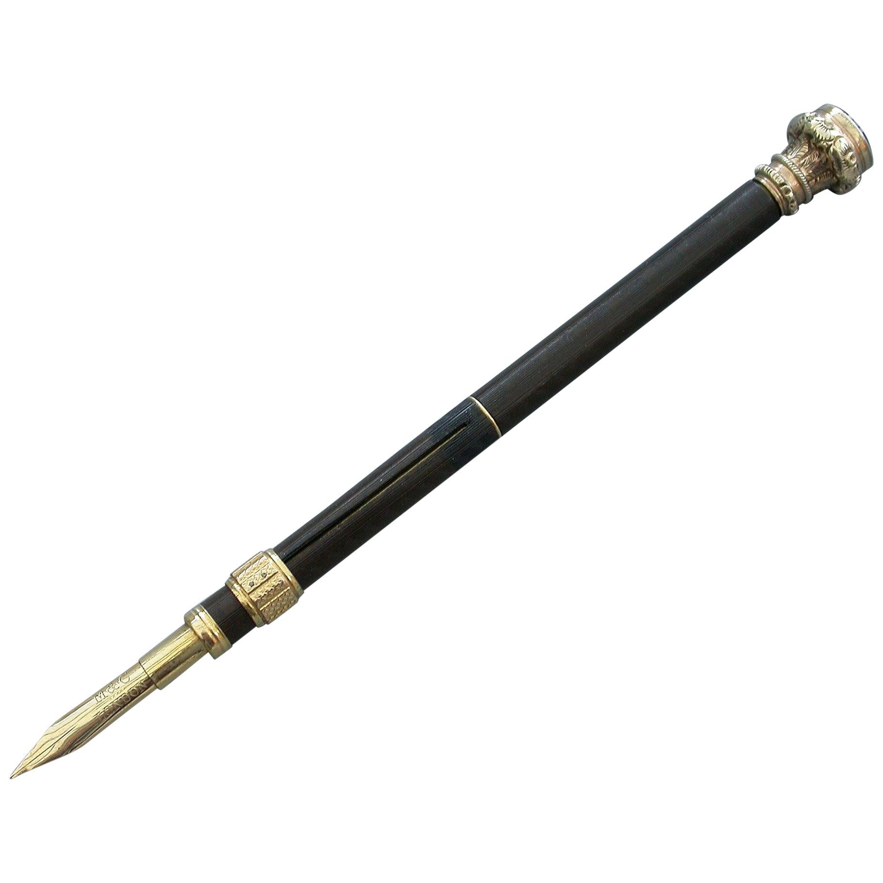 Mid-19th Century American Gold Mounted Combination Pen & Pencil Goodyears Patent For Sale