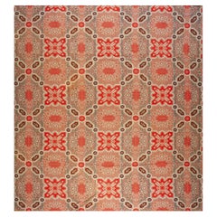 Tapis d'Ingrain américain du milieu du XIXe siècle ( 3,40 m x 4,45 m)  381 x 406 cm)