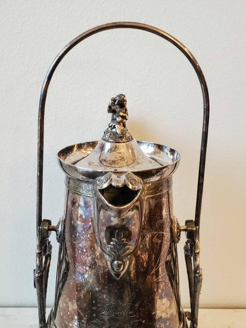 Mid-19th Century American Victorian Silver Plated Pitcher on Stand For Sale 2