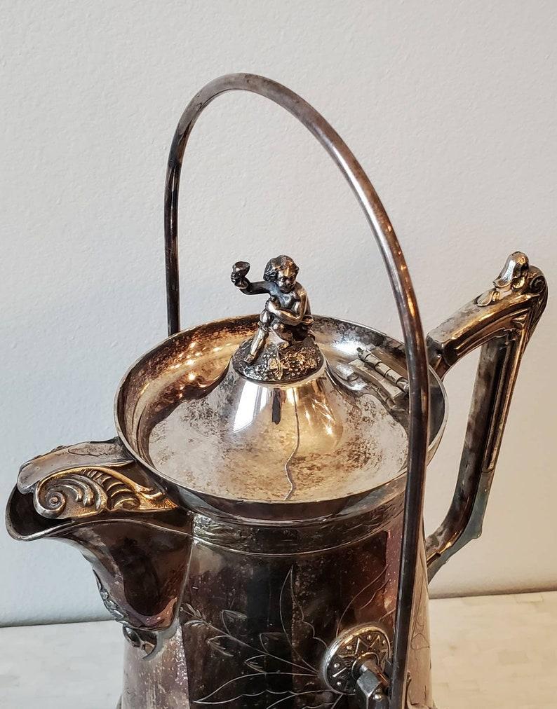 Mid-19th Century American Victorian Silver Plated Pitcher on Stand For Sale 3