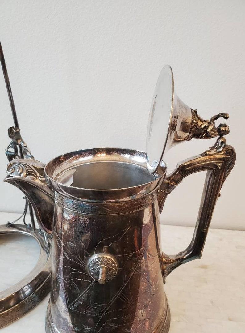Mid-19th Century American Victorian Silver Plated Pitcher on Stand For Sale 4