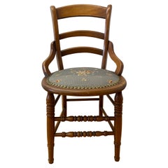 Mid 19th Century American Walnut Chair W/ Needlepoint Seat, C.1870