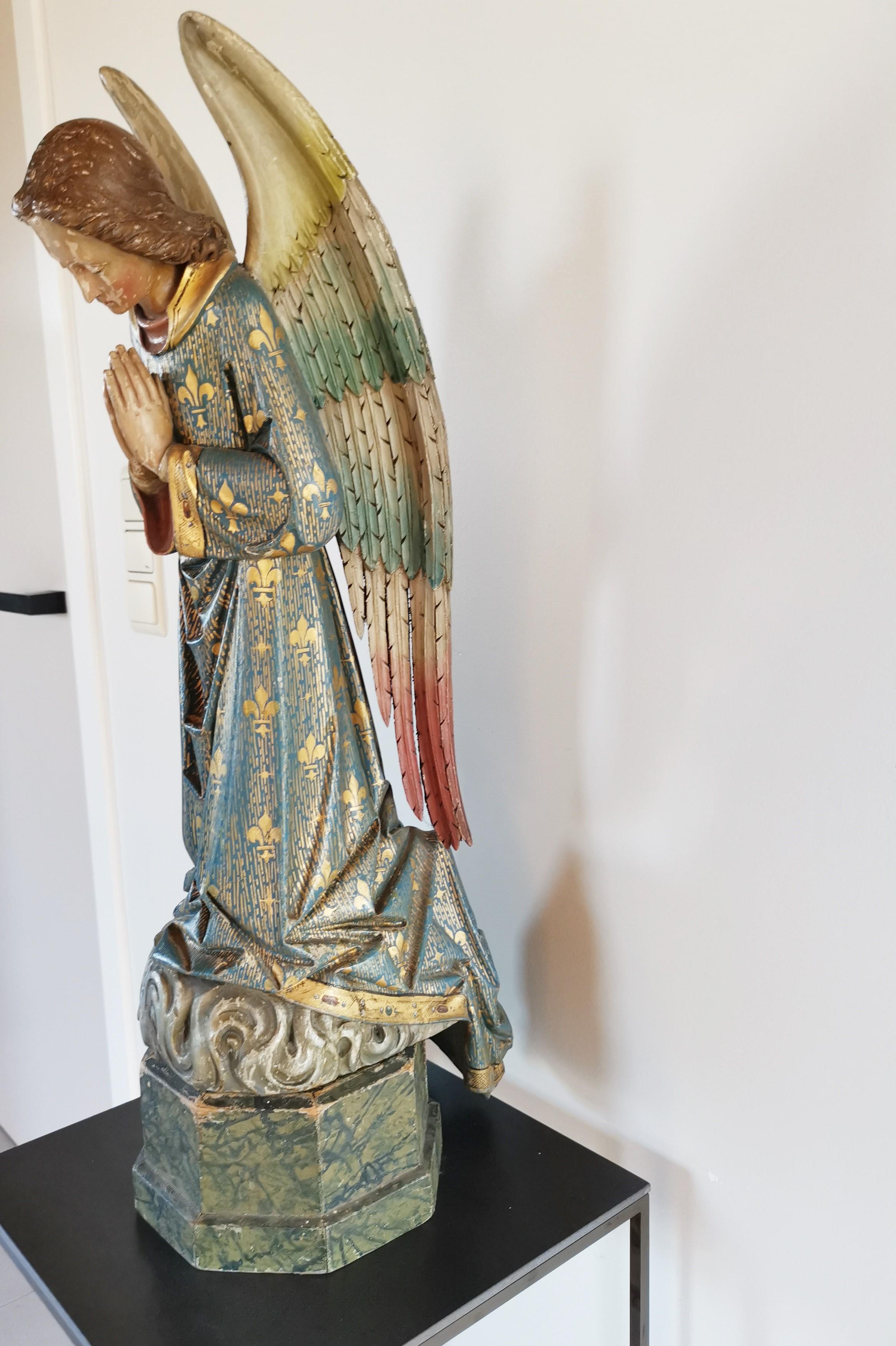 Carved Mid 19th Century Angel Sculpture