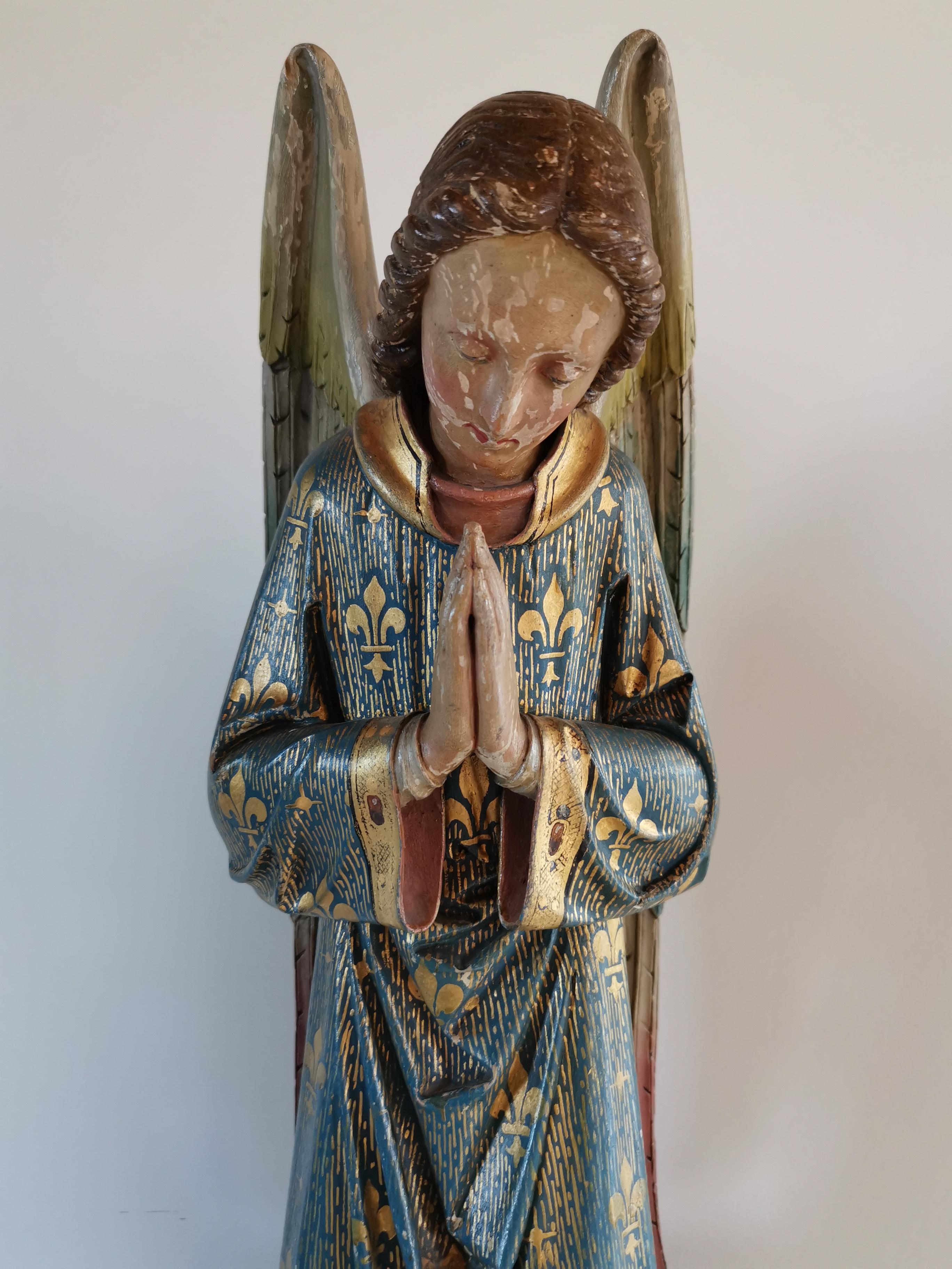 Wood Mid 19th Century Angel Sculpture