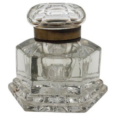 Mitte des 19. Jahrhunderts Anglo-Französisch Form & Cut Glas Tintenfass