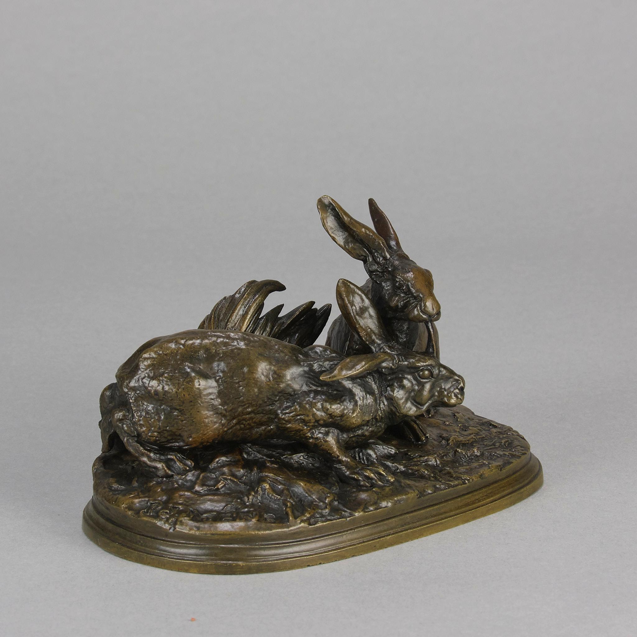 Français Bronze animalier du milieu du 19e siècle intitulé 