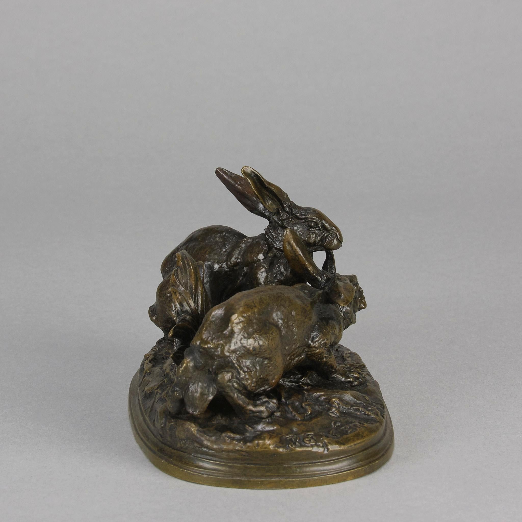 Moulage Bronze animalier du milieu du 19e siècle intitulé 