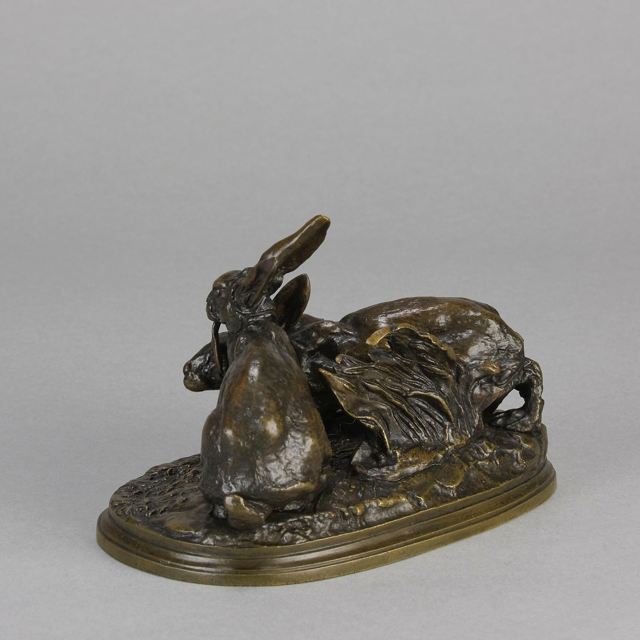 XIXe siècle Bronze animalier du milieu du 19e siècle intitulé 