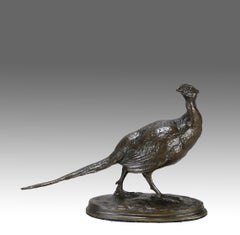 Bronze animalier du milieu du 19ème siècle intitulé "Faisan Tournée à Droite" par P J Mêne