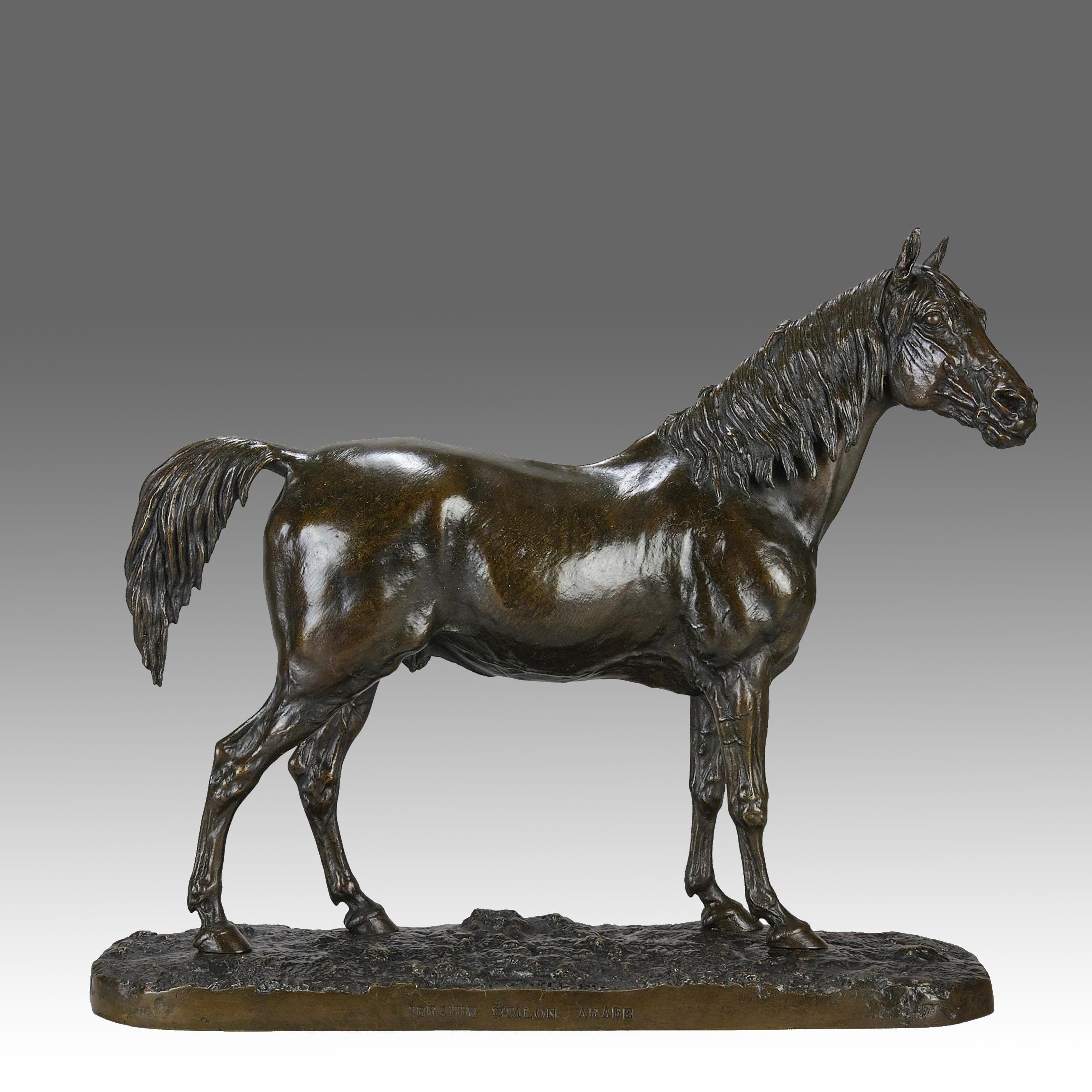 Excelente portarretrato de bronce animalier francés de mediados del siglo XIX del ganador del Derby francés 