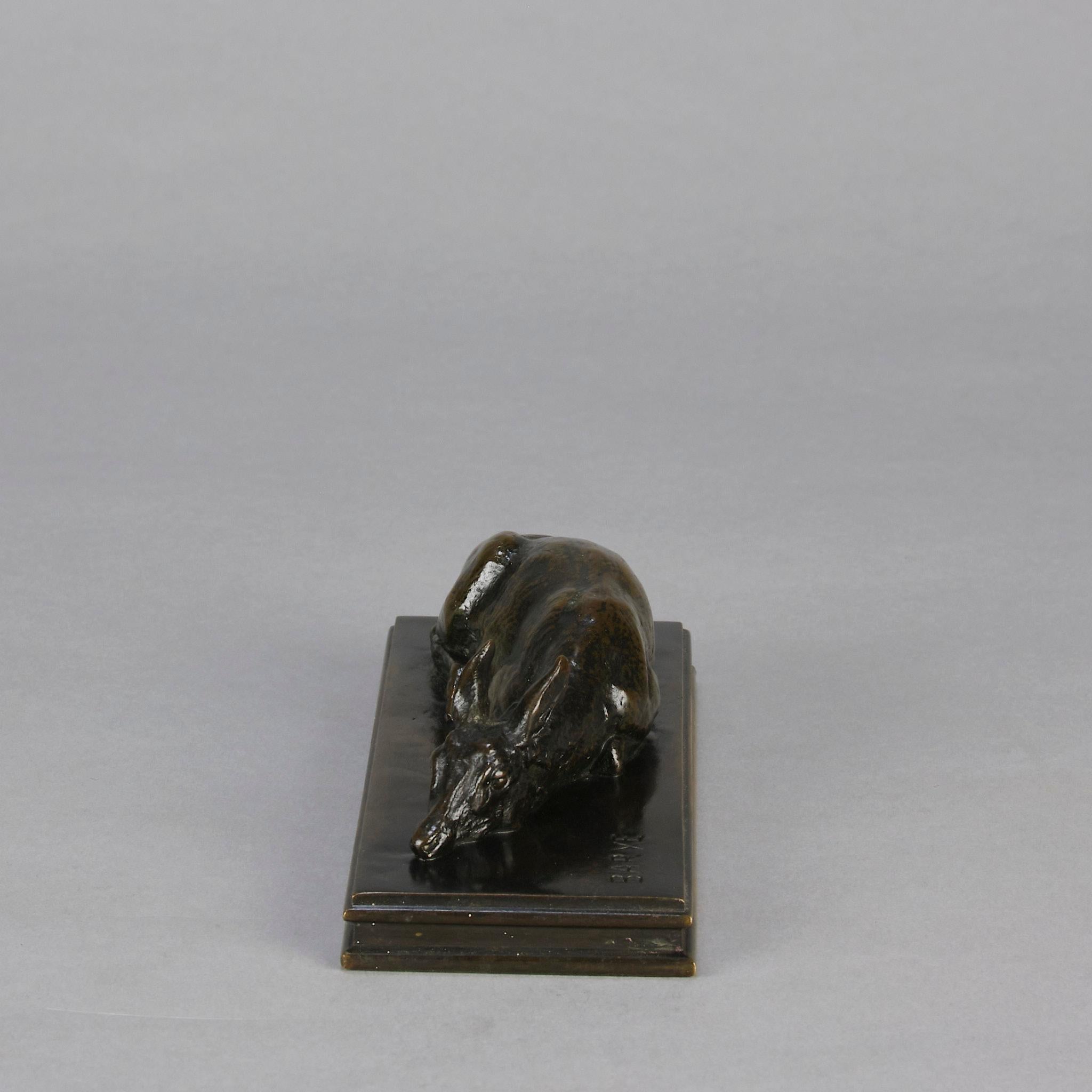 Calco Studio in bronzo animalier della metà del XIX secolo intitolato 