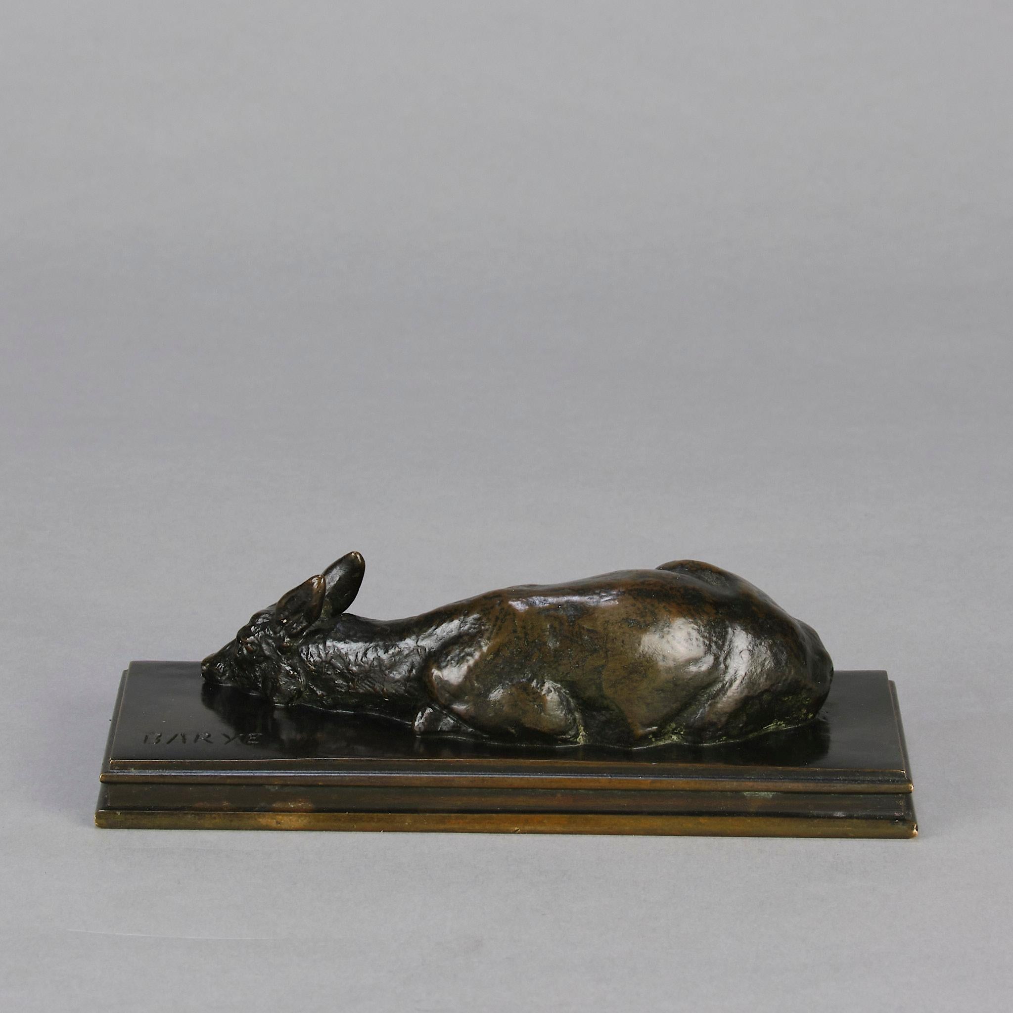 Bronzo Studio in bronzo animalier della metà del XIX secolo intitolato 