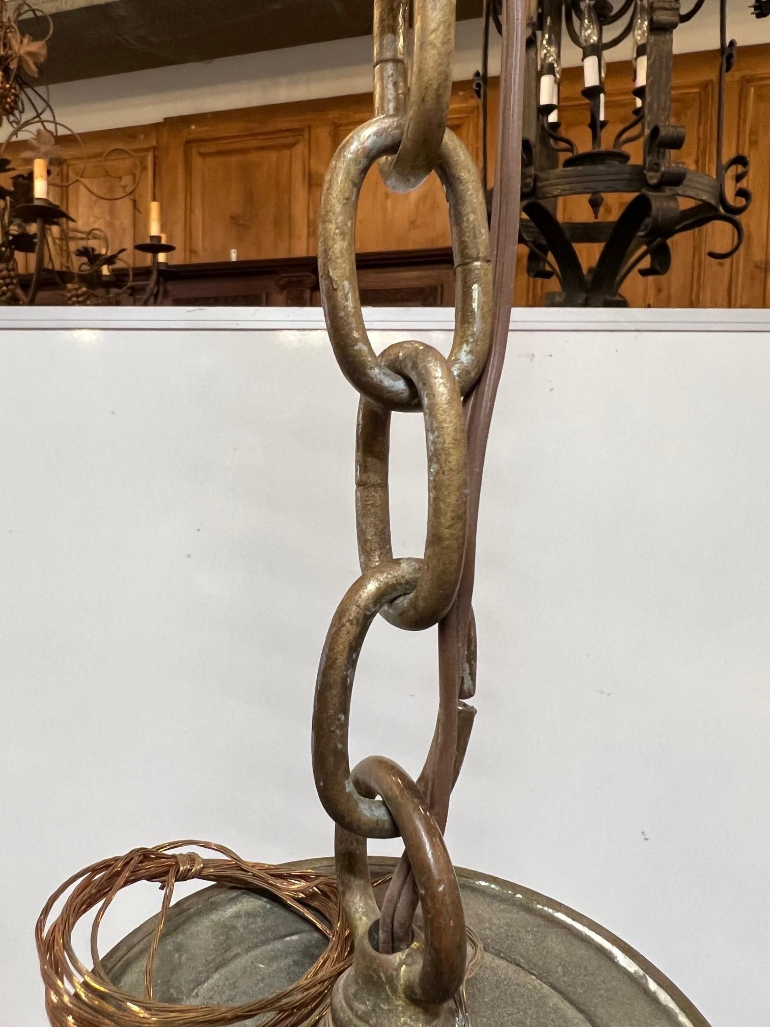 Mid-19th Century Antique Bronze Gas Chandelier 4 Arm Electrified For Sale 12