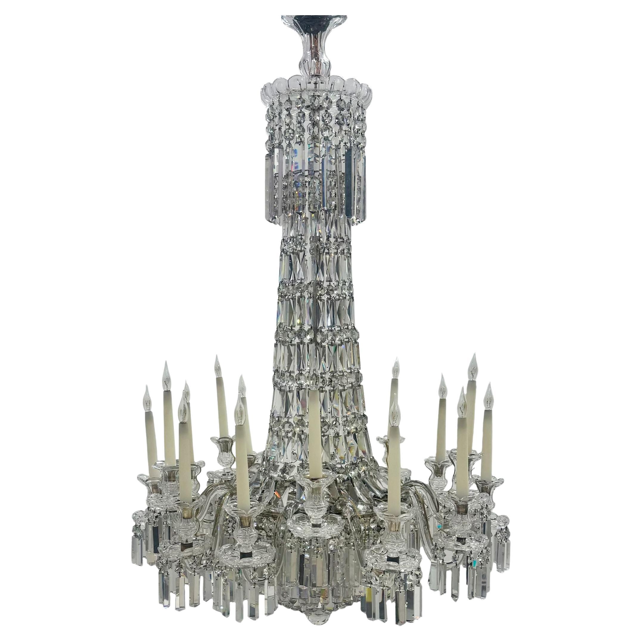 Mid 19th Century Antique Crystal Chandelier By F&C Osler of Tent and Waterfall D