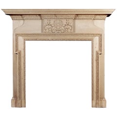 Mid-19th Century Antique English Carved Pine Fireplace