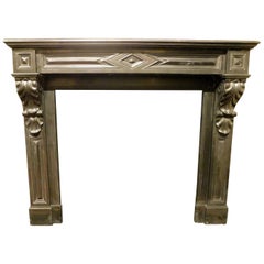 Mid-19th Century Antique Fireplace in Black Marble from Italy