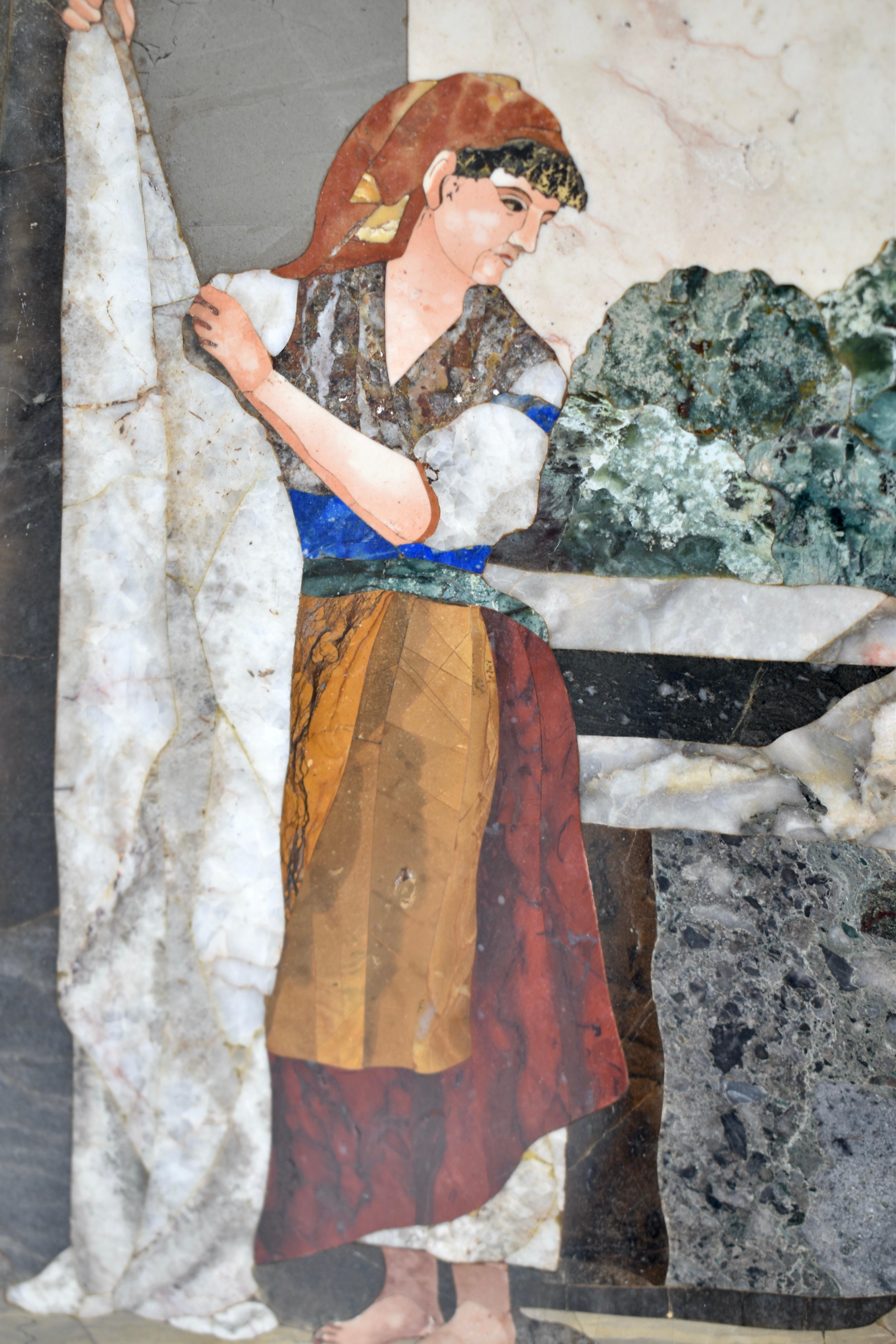 Italian Mid 19th Century Antique Florentine Pietra Dura Marble Wall Plaque