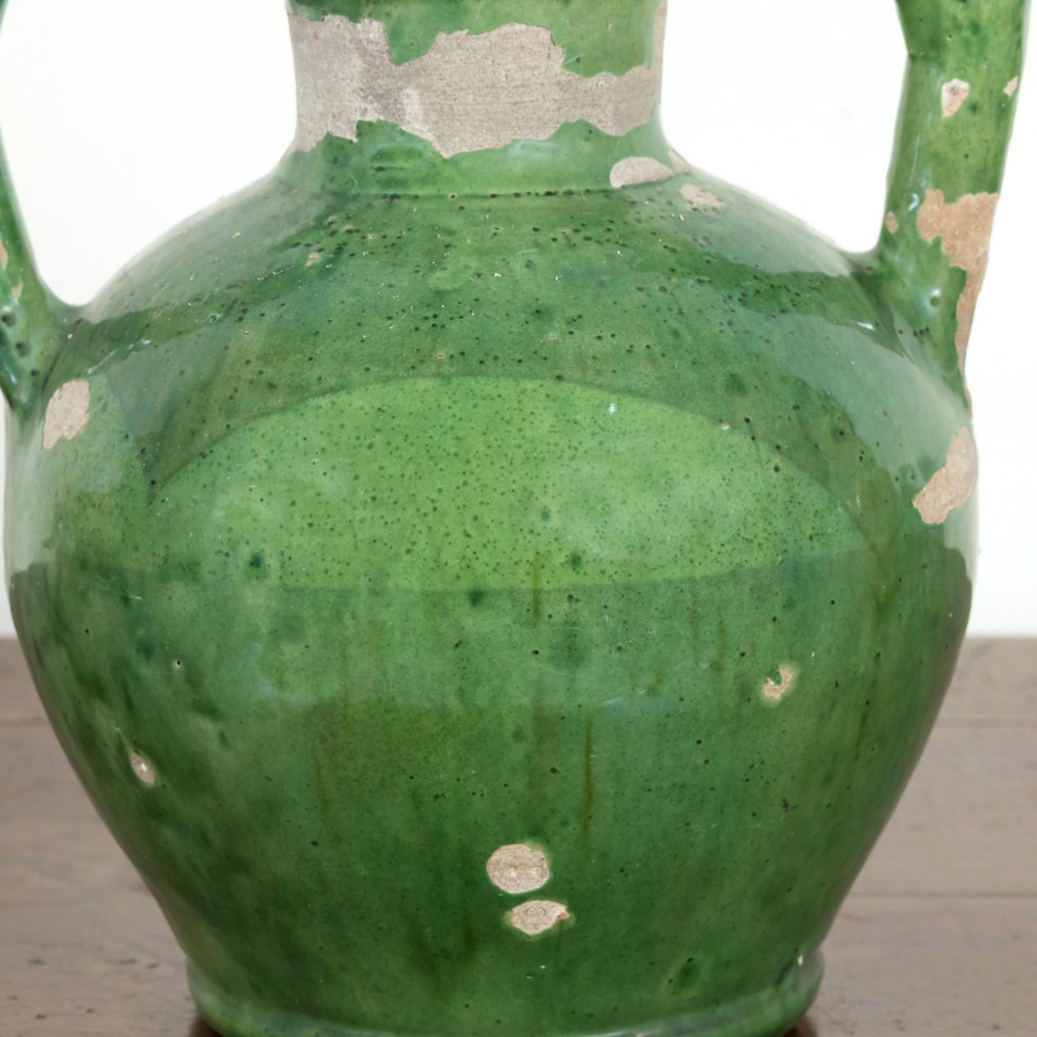 Mid-19th Century Antique French Cruche Orjol or Water Jug with Rare Green Glaze  6