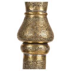Mid-19th Century, Antique Islamic Brass Candleholder Floor Lamp