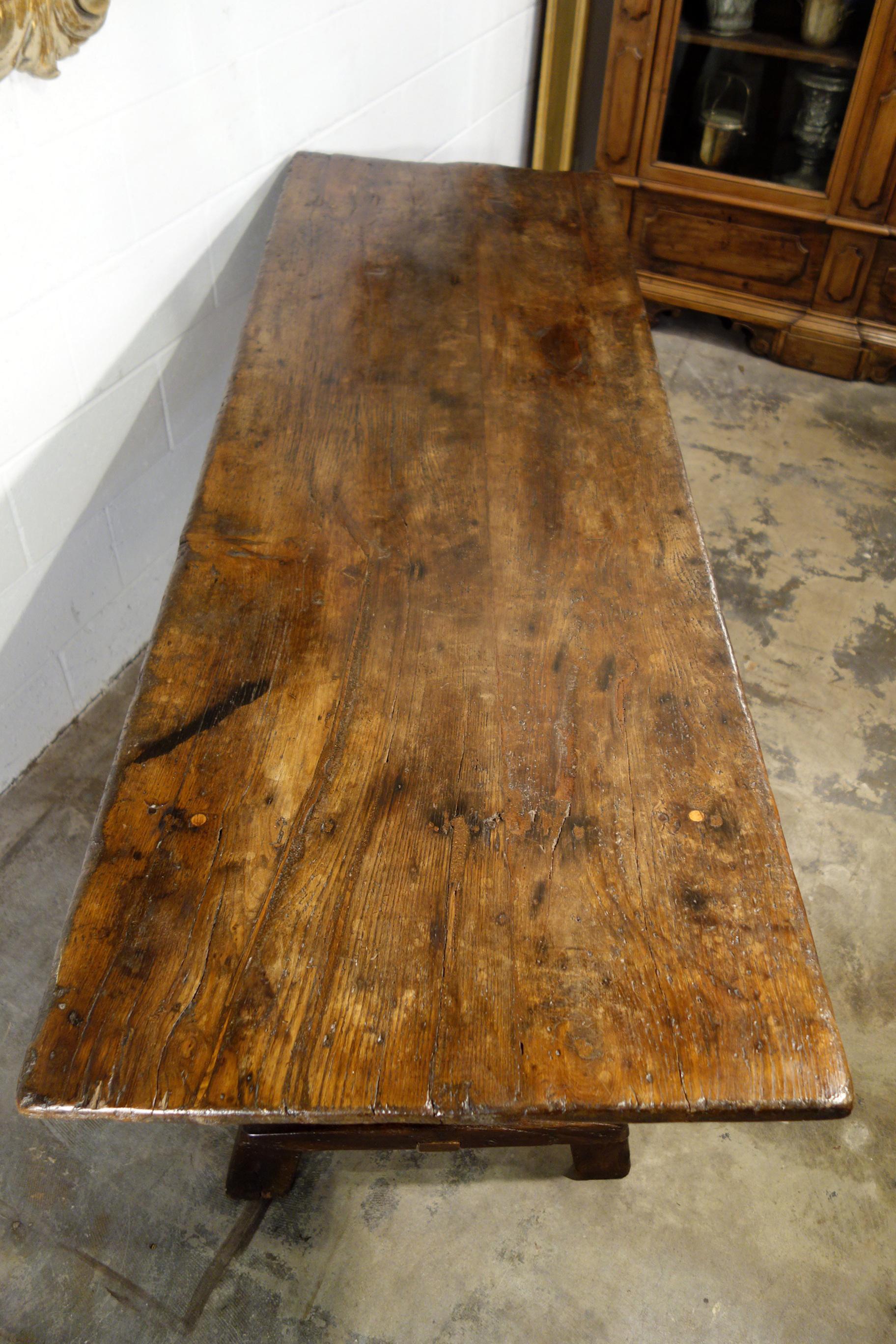 19th C Italian Chestnut Primitive Capretta Style Table available in reproduction For Sale 5