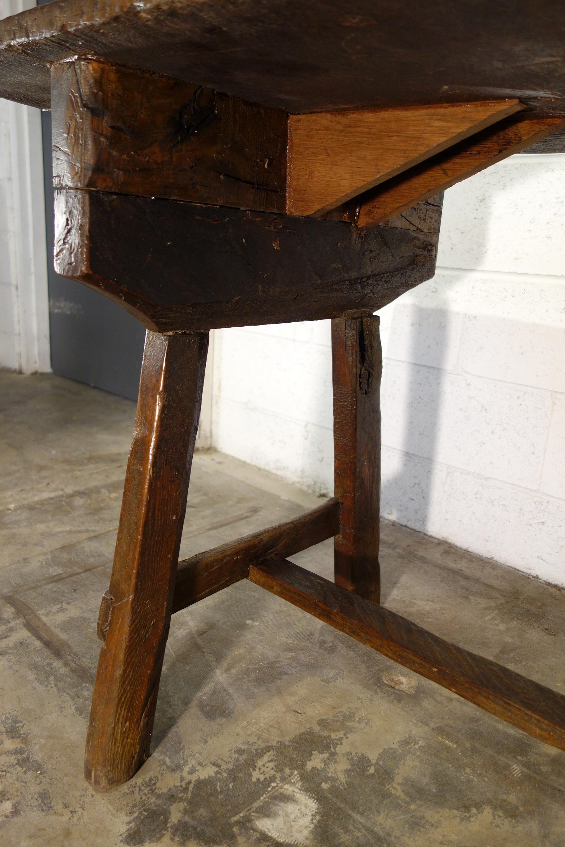 19th C Italian Chestnut Primitive Capretta Style Table available in reproduction For Sale 9