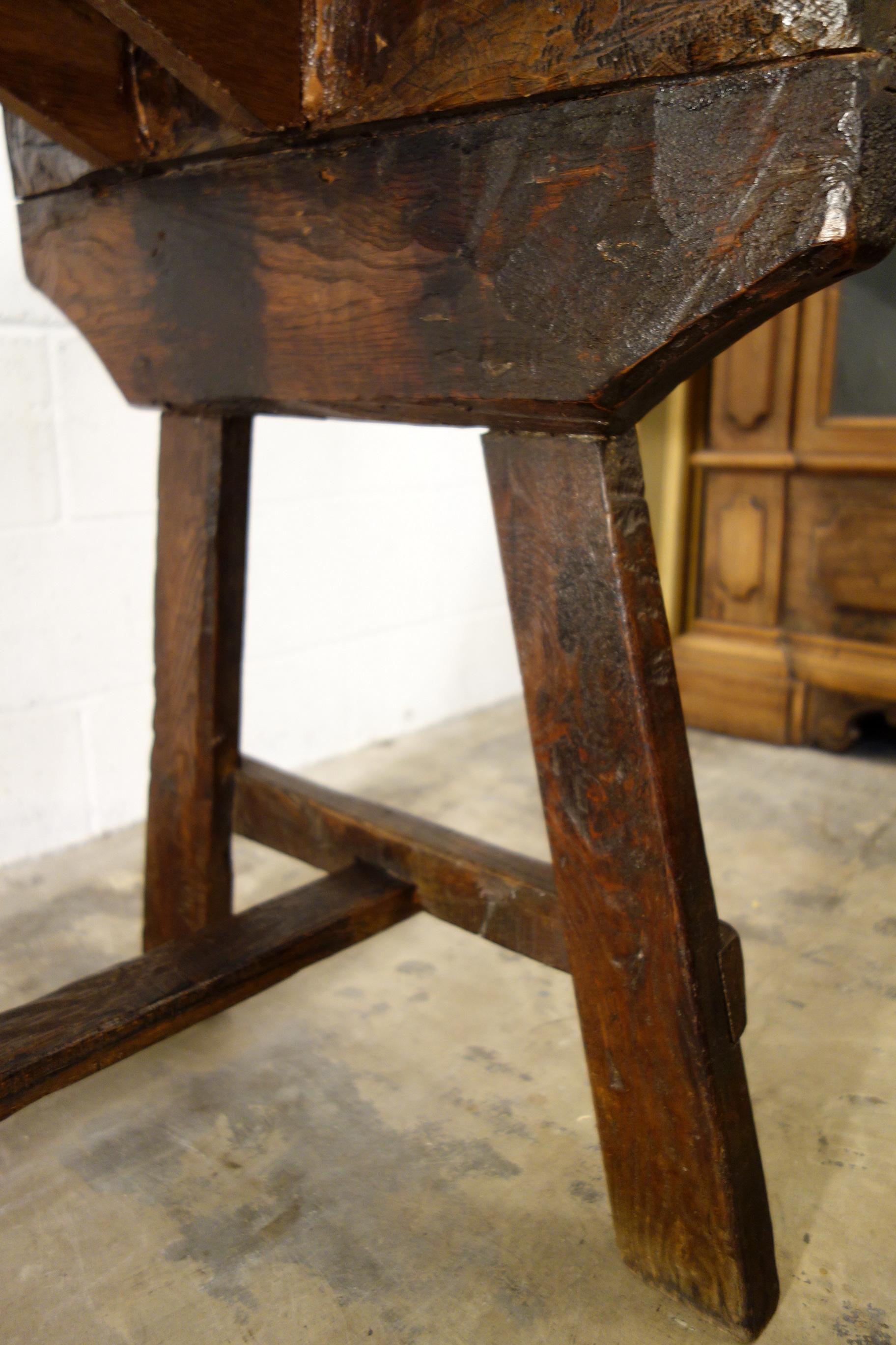 19th C Italian Chestnut Primitive Capretta Style Table available in reproduction For Sale 11