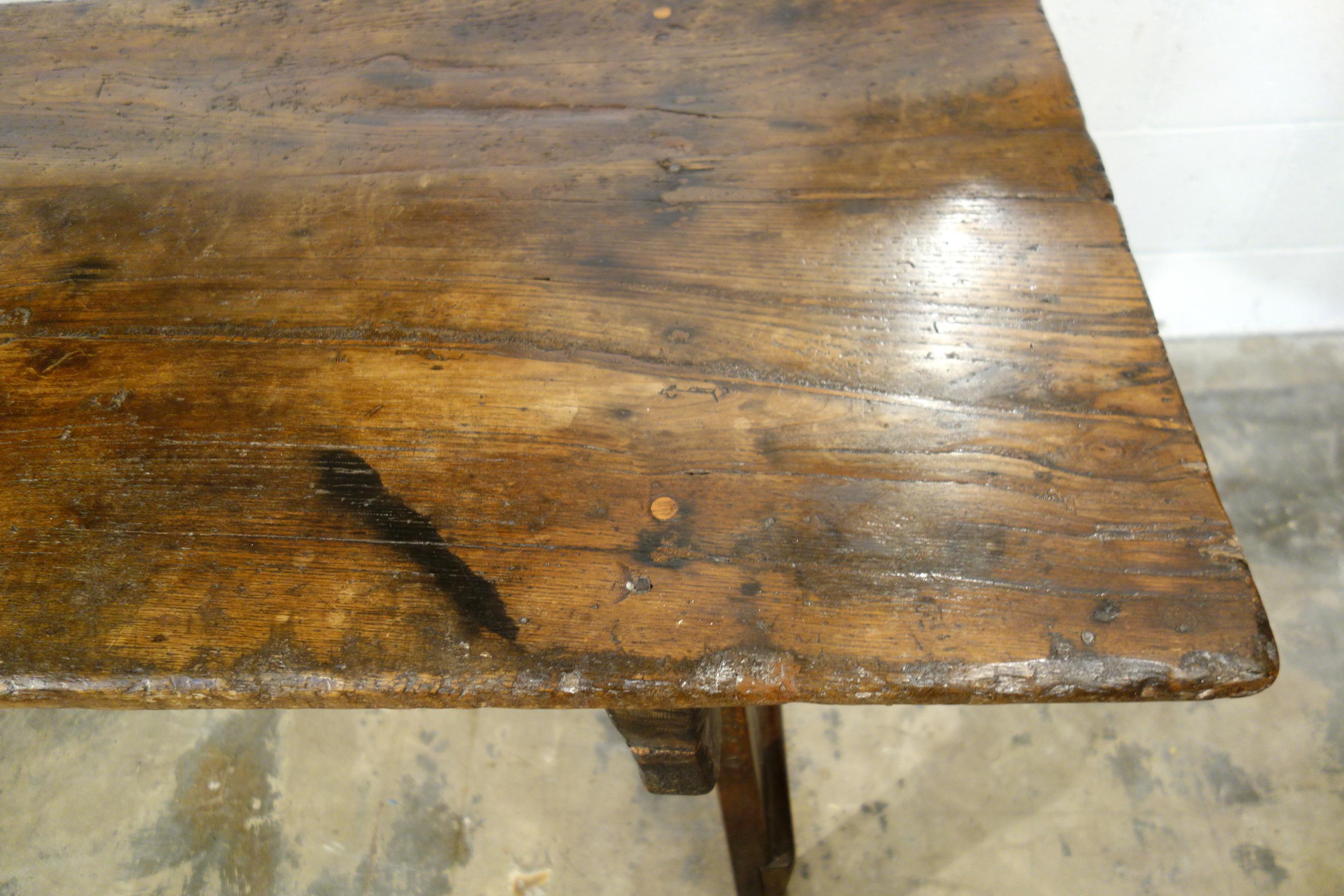19th C Italian Chestnut Primitive Capretta Style Table available in reproduction For Sale 13