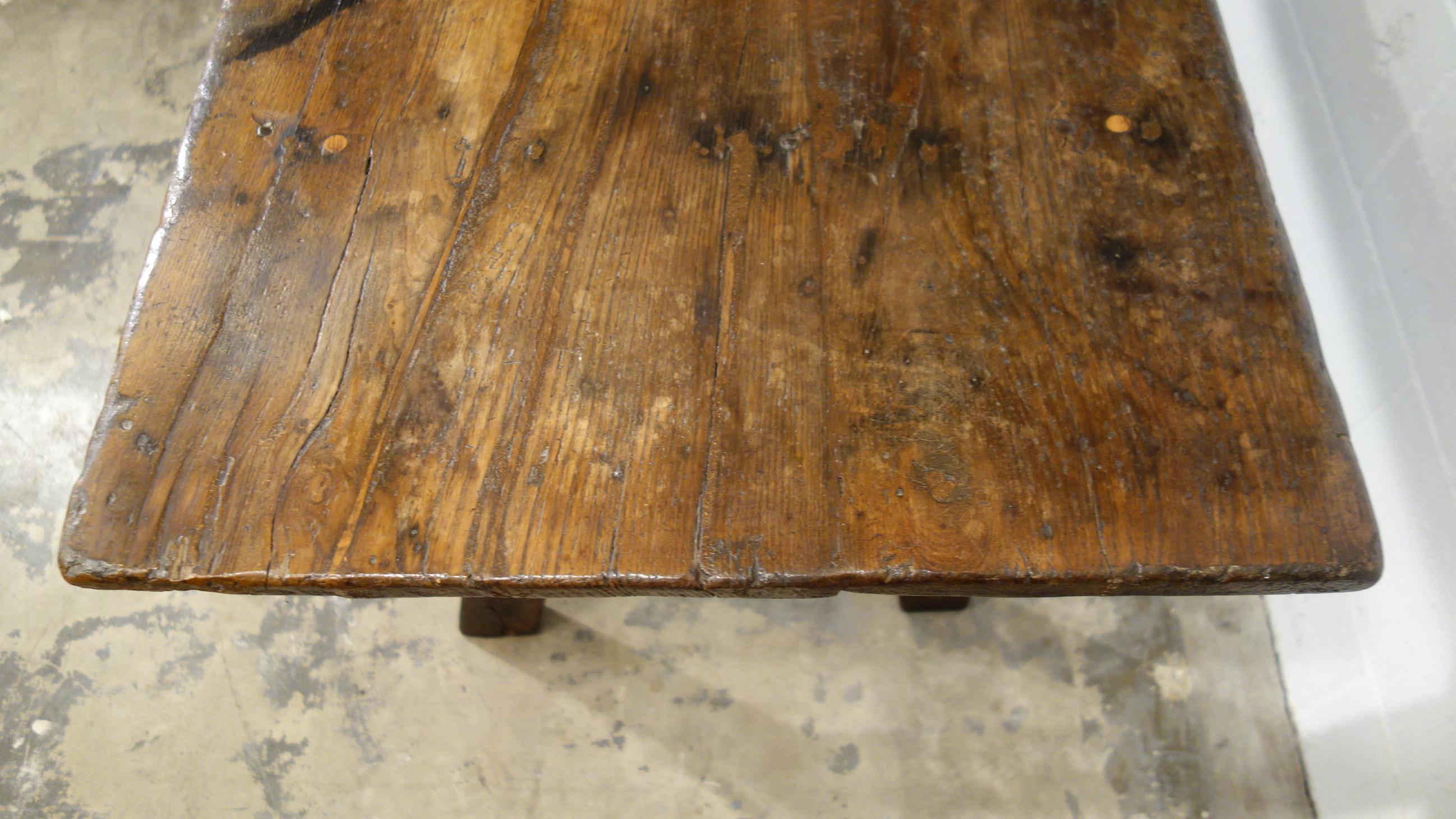 19th C Italian Chestnut Primitive Capretta Style Table available in reproduction For Sale 14