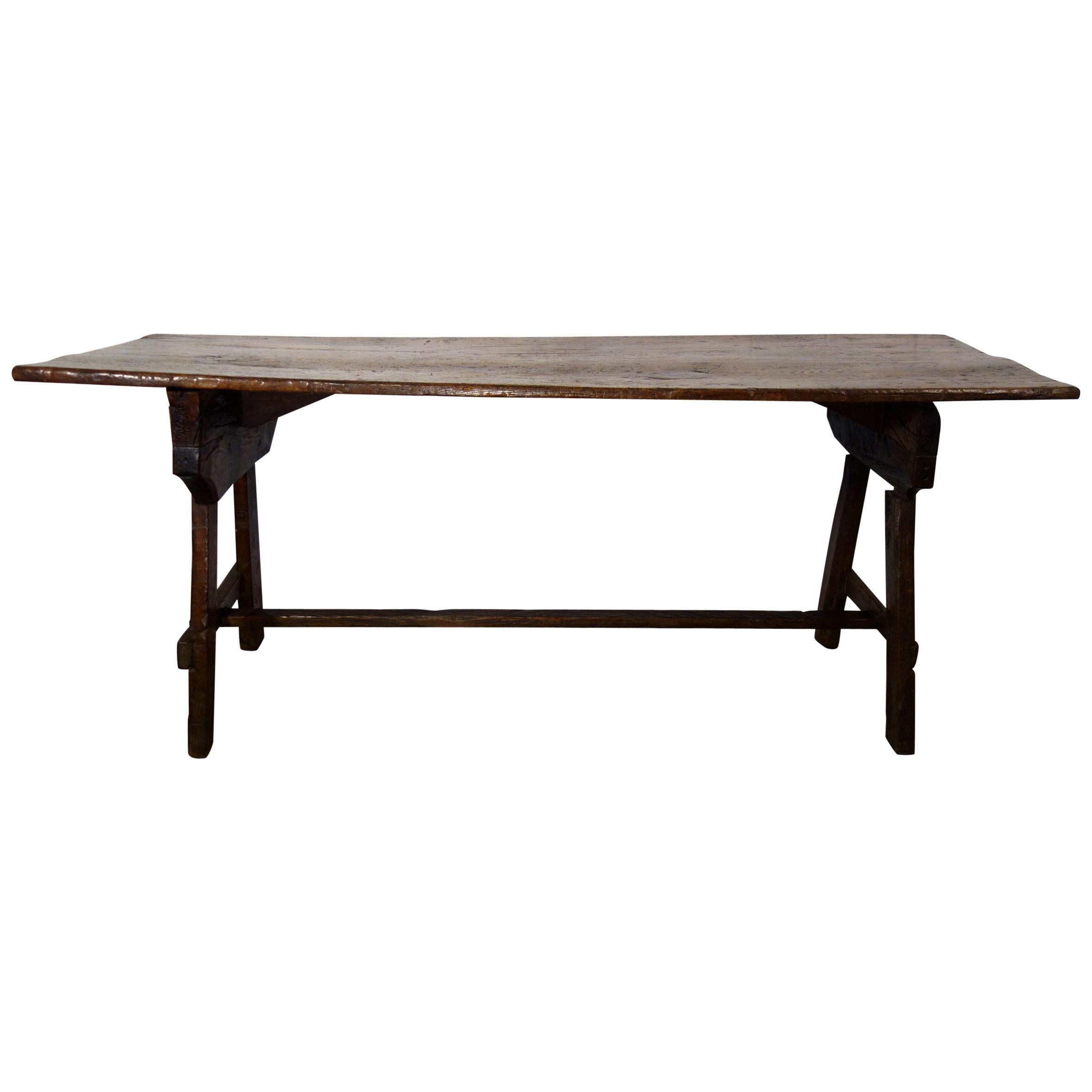 19th C Italian Chestnut Primitive Capretta Style Table available in reproduction For Sale