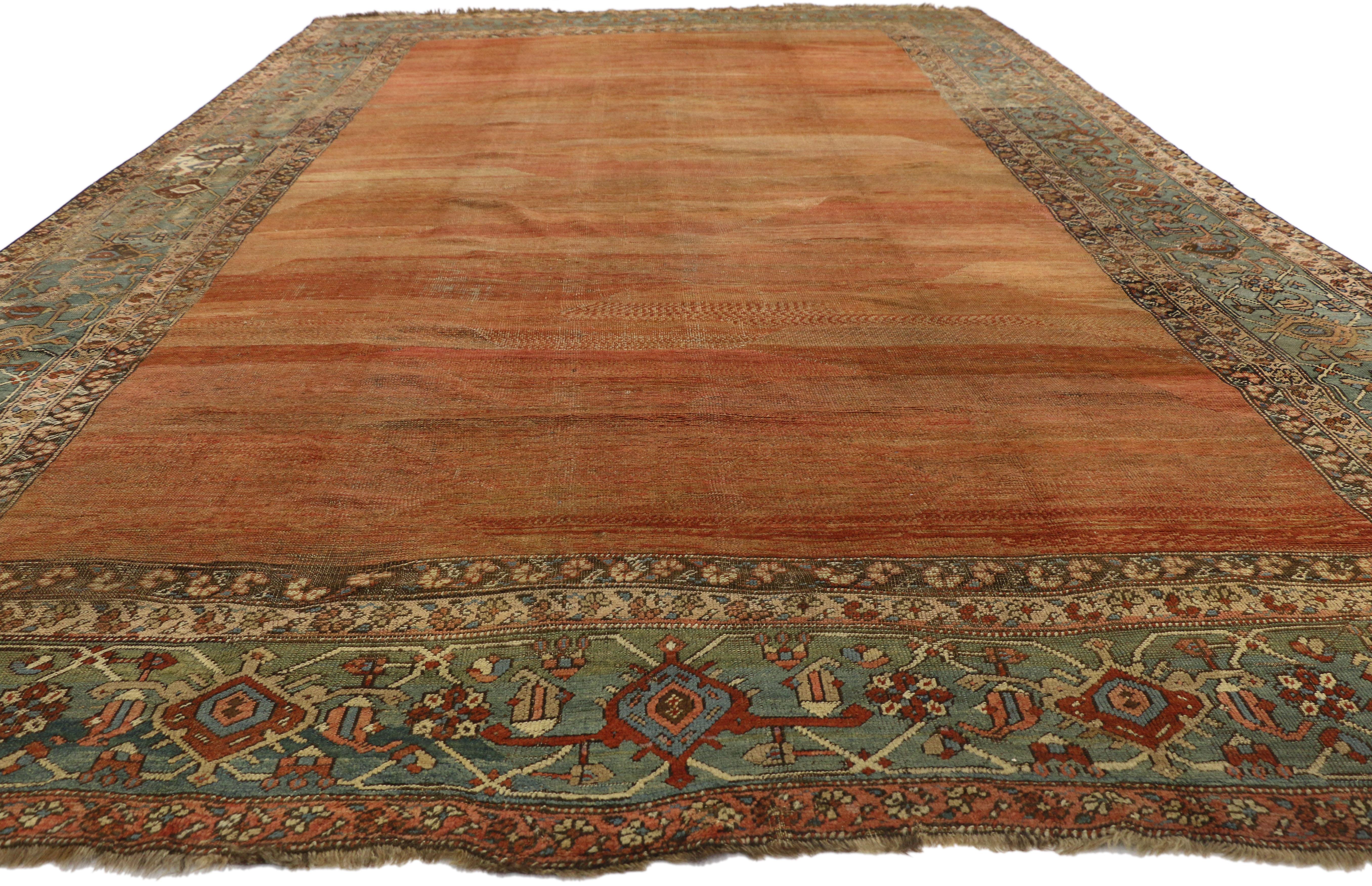 Hand-Knotted Mid-19th Century Antique Persian Bakshaish Rug with Rustic Mediterranean Style For Sale