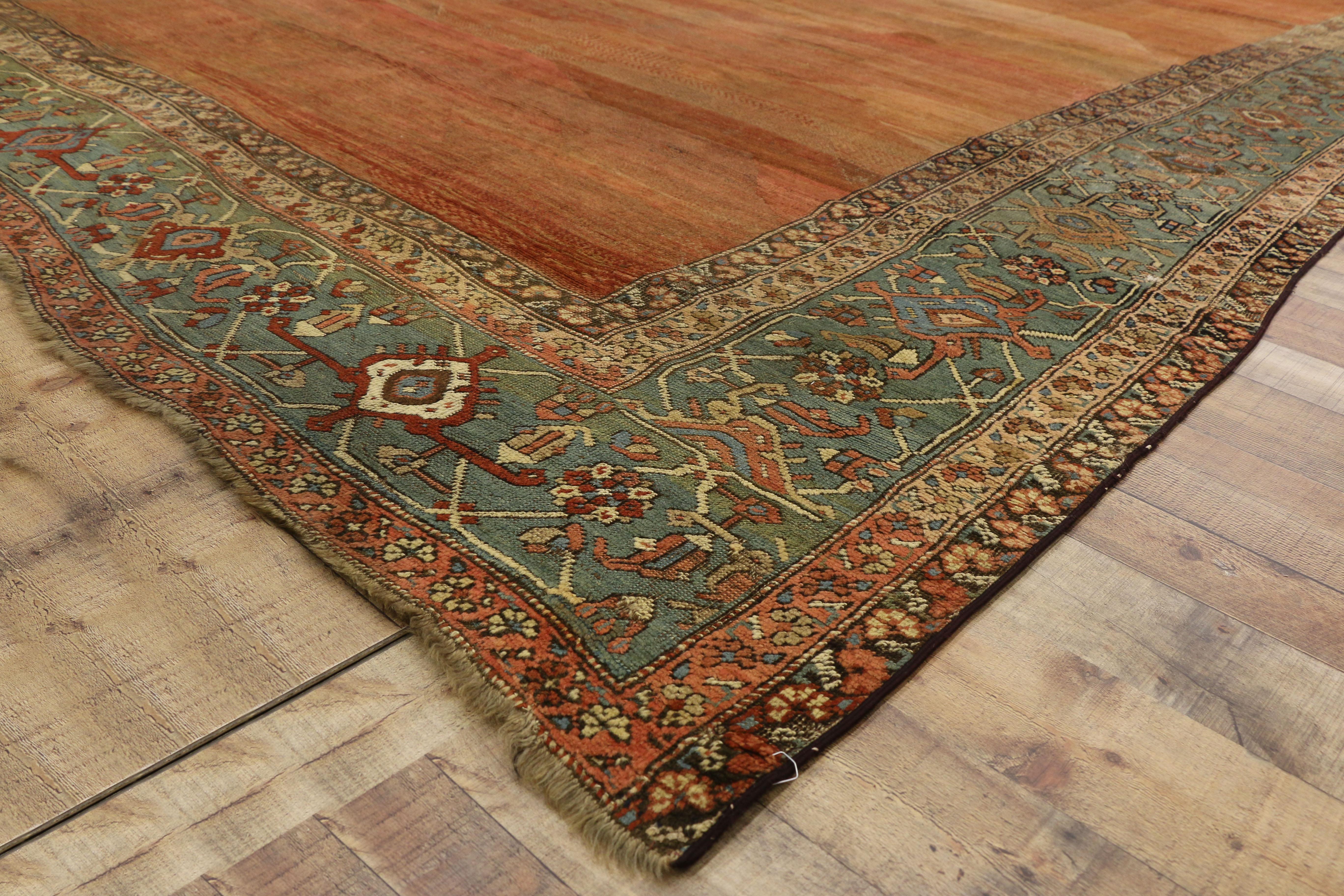 Mid-19th Century Antique Persian Bakshaish Rug with Rustic Mediterranean Style For Sale 1