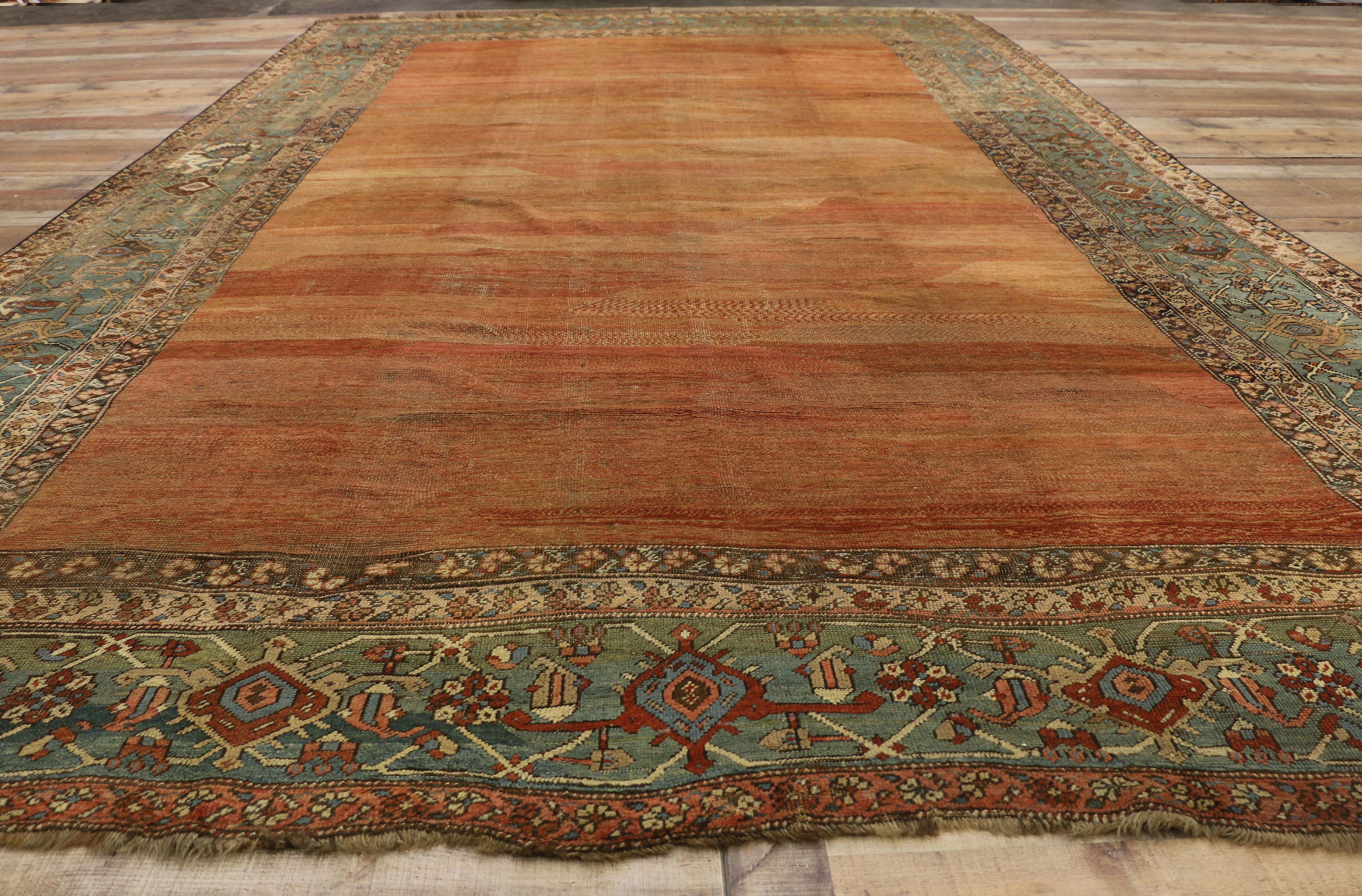 Mid-19th Century Antique Persian Bakshaish Rug with Rustic Mediterranean Style For Sale 2