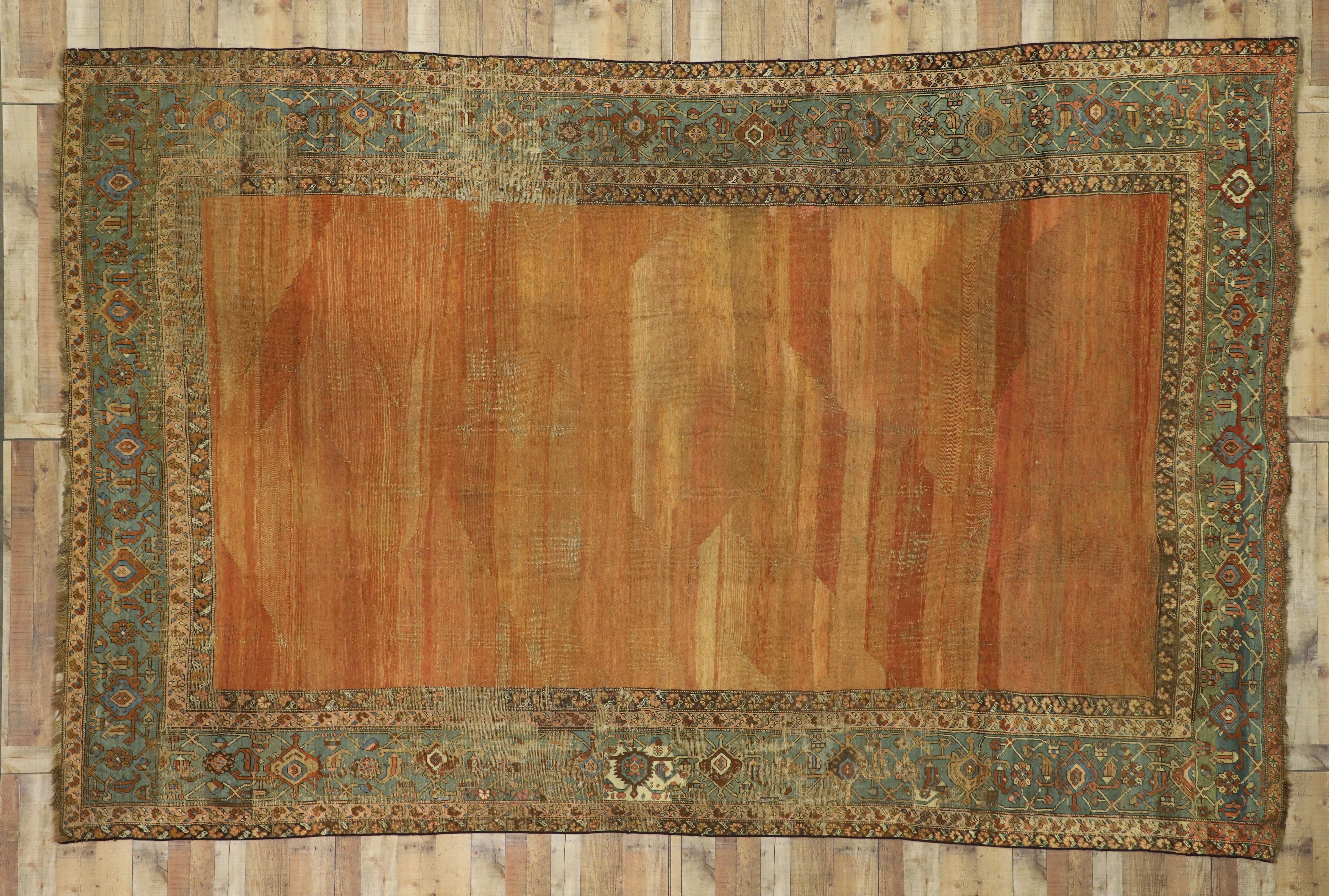 Mid-19th Century Antique Persian Bakshaish Rug with Rustic Mediterranean Style For Sale 3