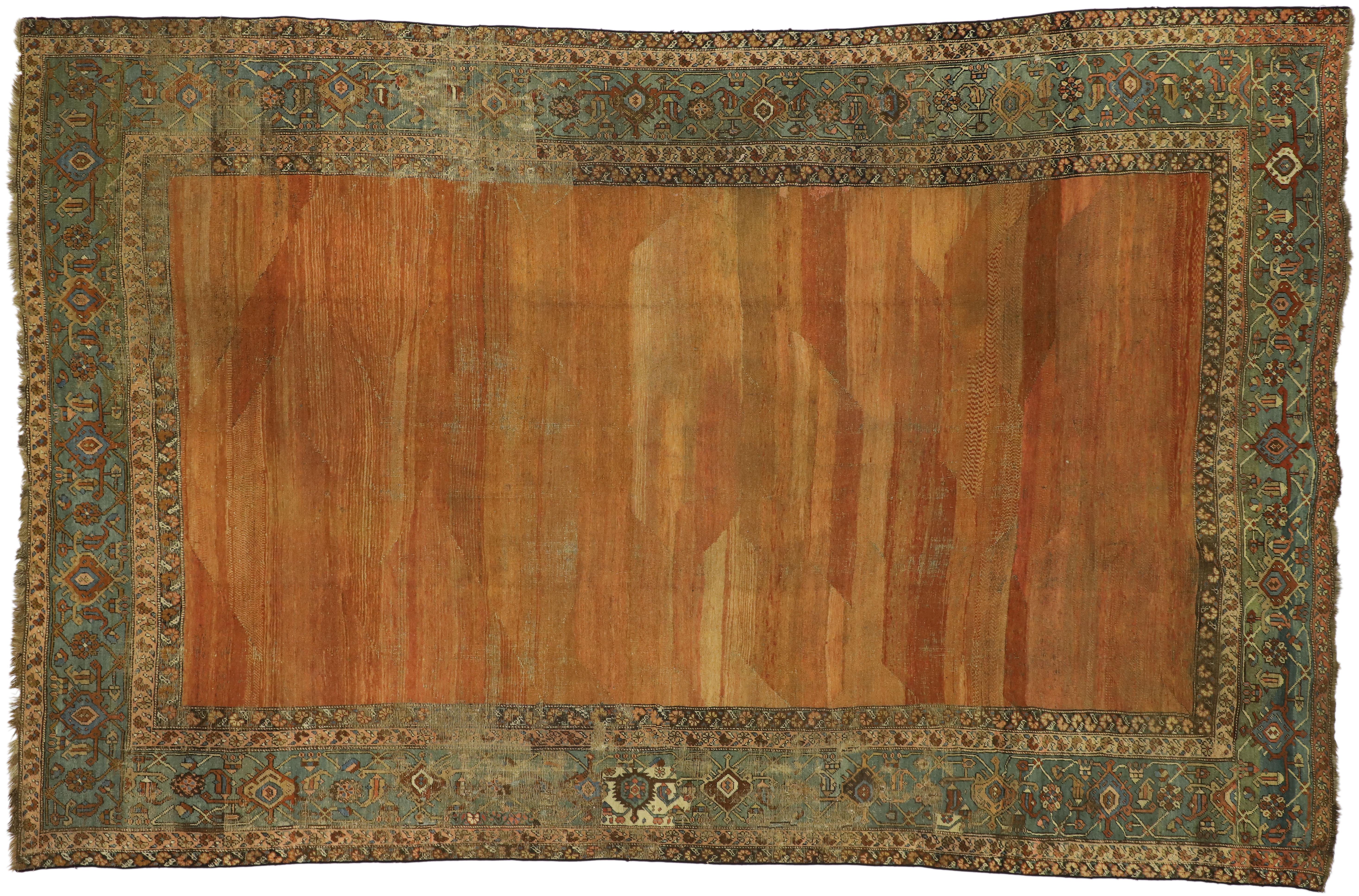 Mid-19th Century Antique Persian Bakshaish Rug with Rustic Mediterranean Style For Sale 4