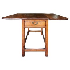 Mid 19th Century Antique Rustic Pine Drop Leaf Cottage Table