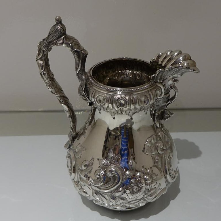 Mid19th Century Antique Sterling Silver American Wine Pitcher